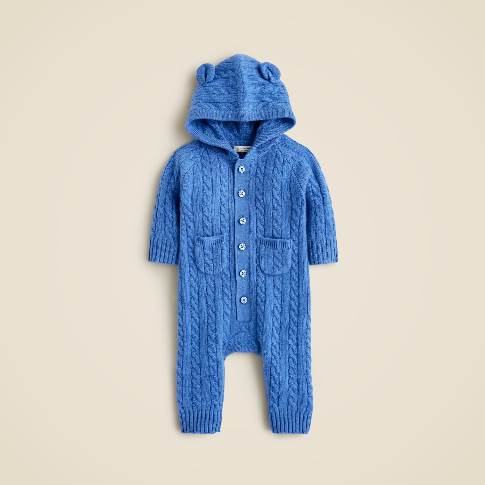 babys Limited-edition baby cashmere cable-knit bear one-piece