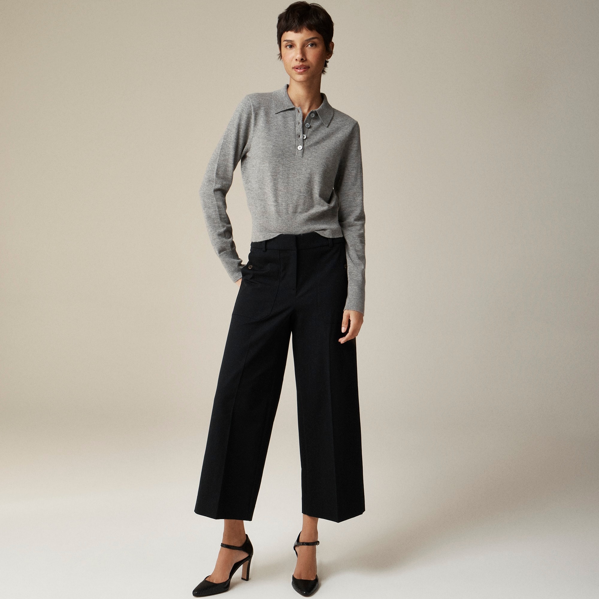 womens Petite Sydney wide-leg pant in bi-stretch cotton blend