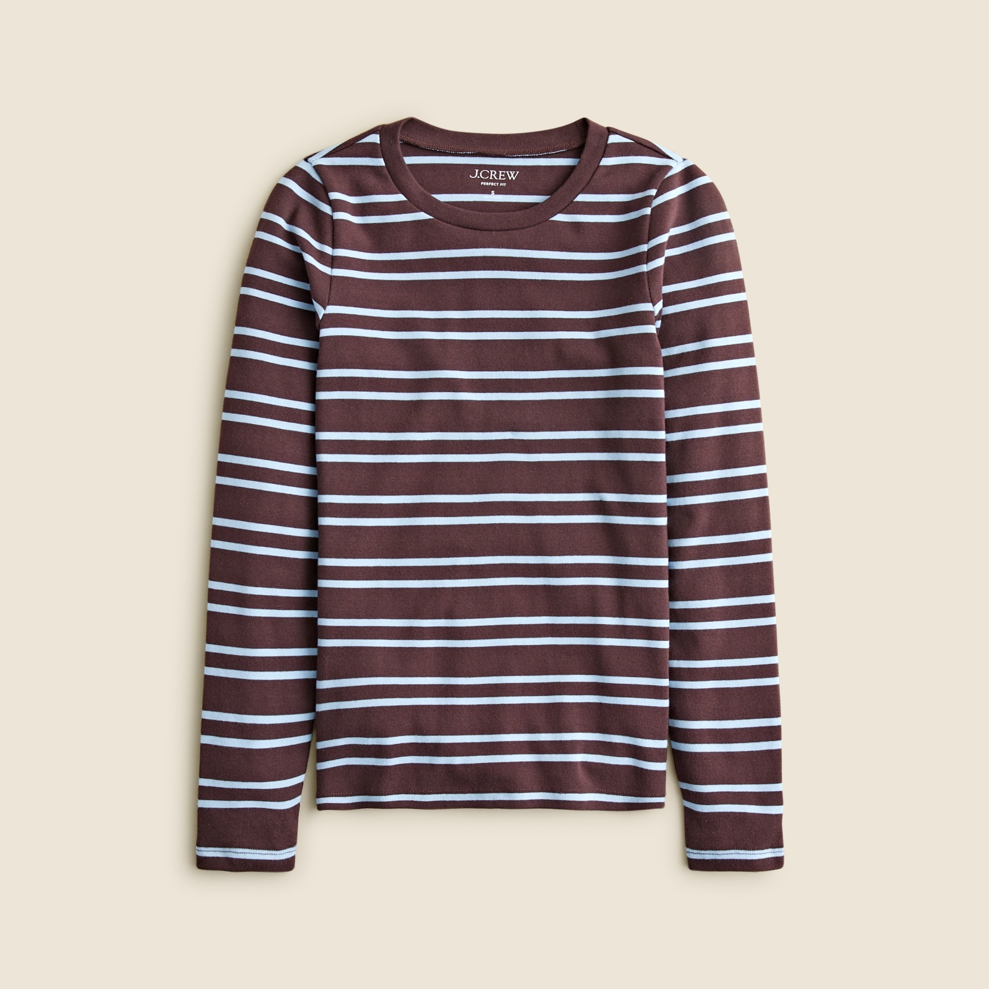  Perfect-fit long-sleeve crewneck T-shirt in stripe