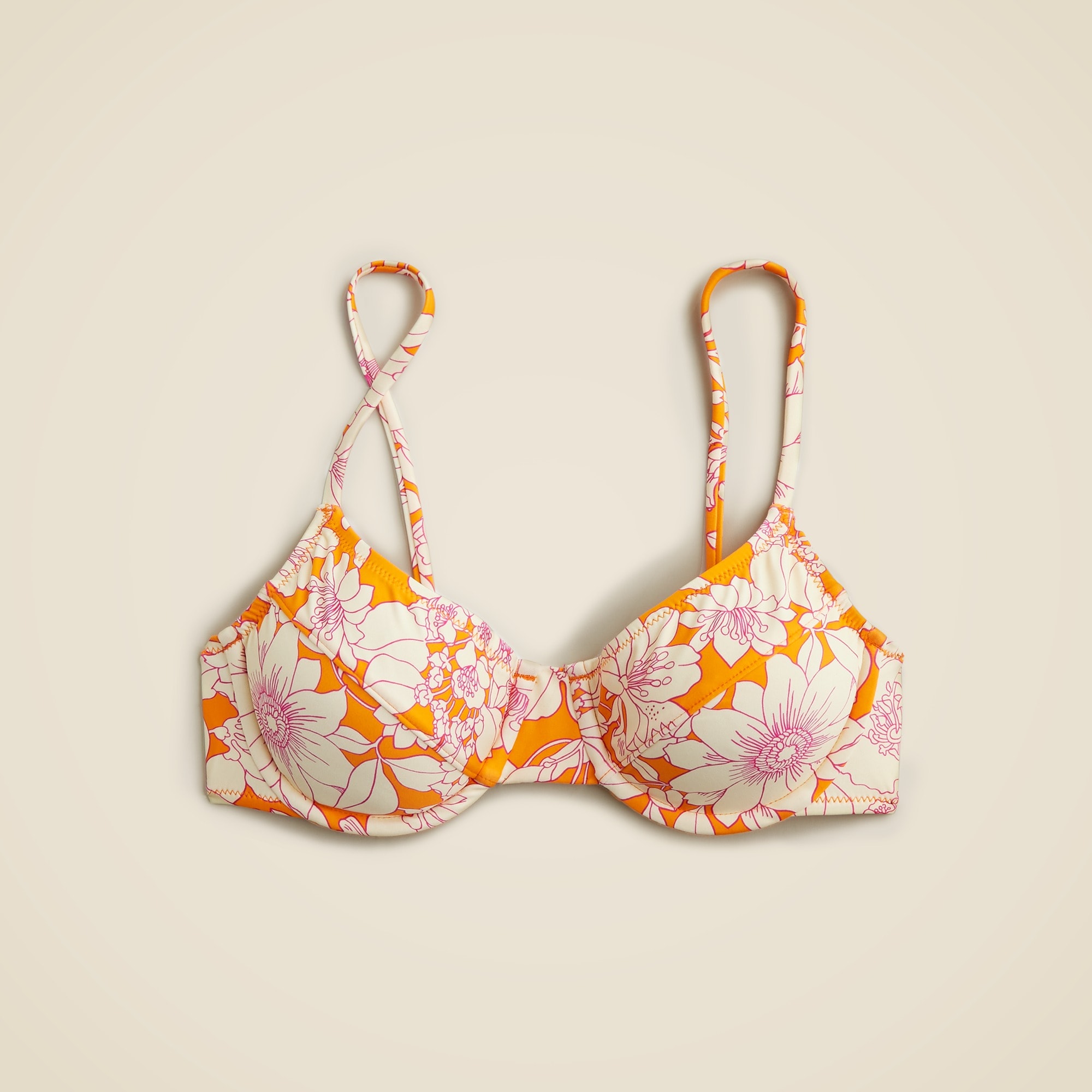  1993 underwire bikini top in orange floral