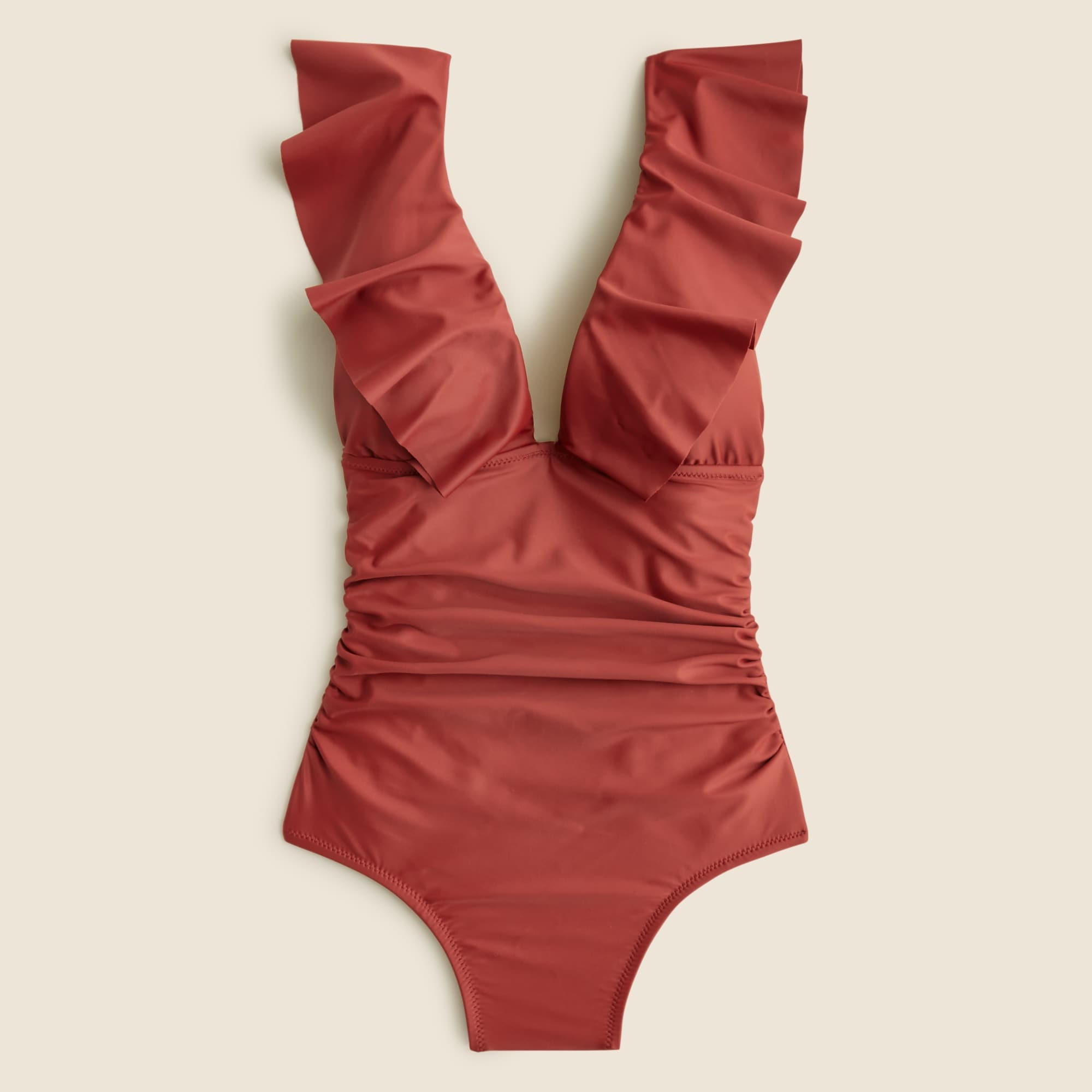 womens Ruched ruffle one-piece swimsuit