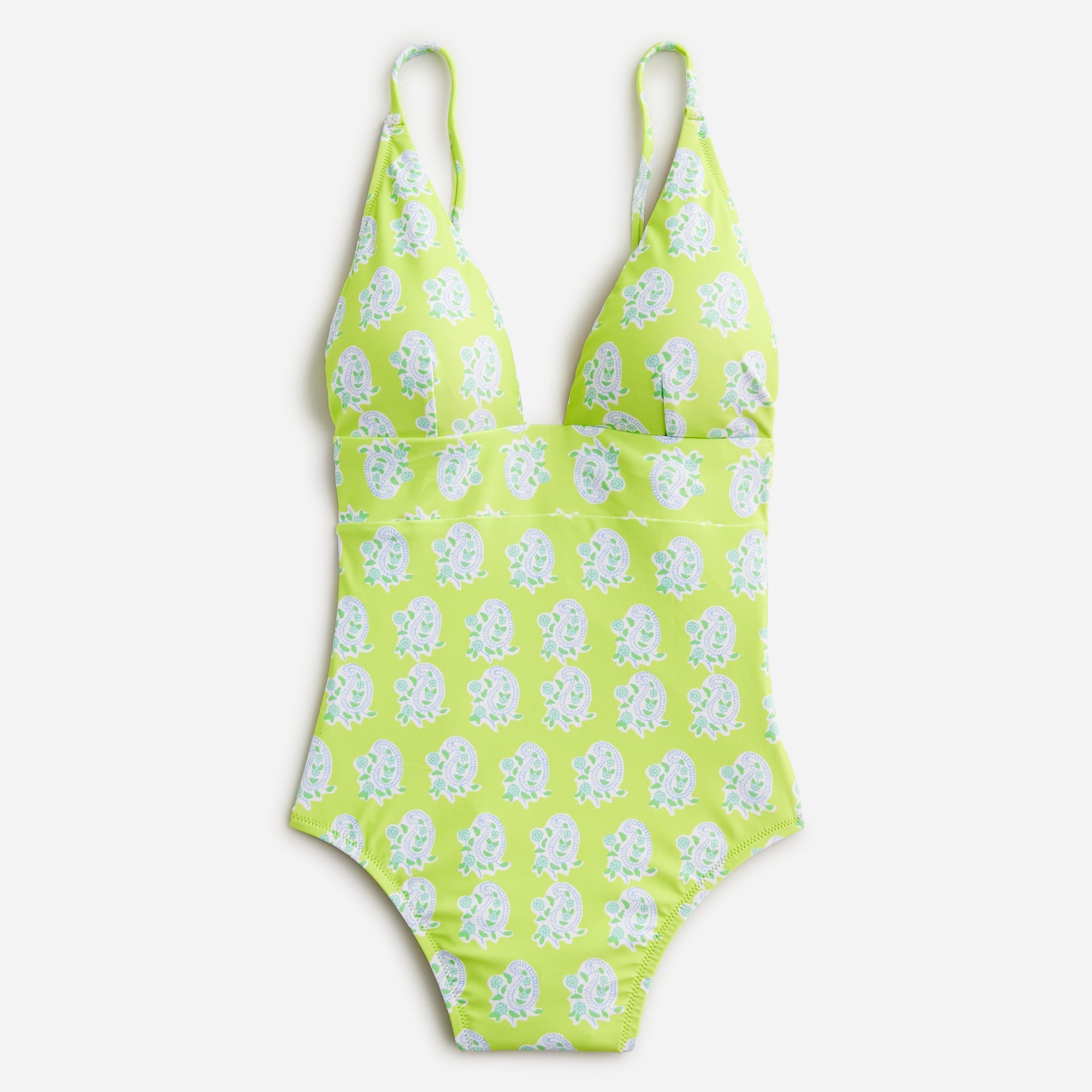  SZ Blockprints&trade; X J.Crew plunge one-piece swimsuit in green paisley