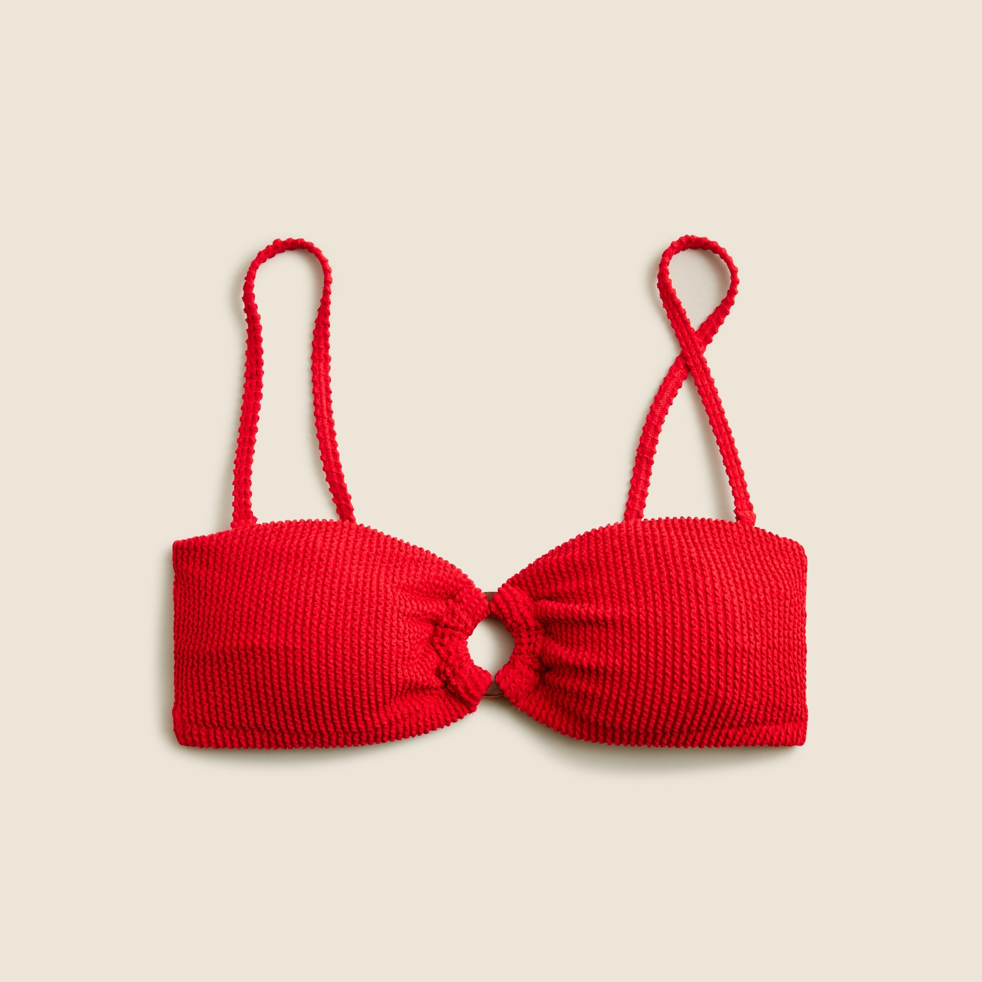  Heritage textured O-ring bandeau bikini top