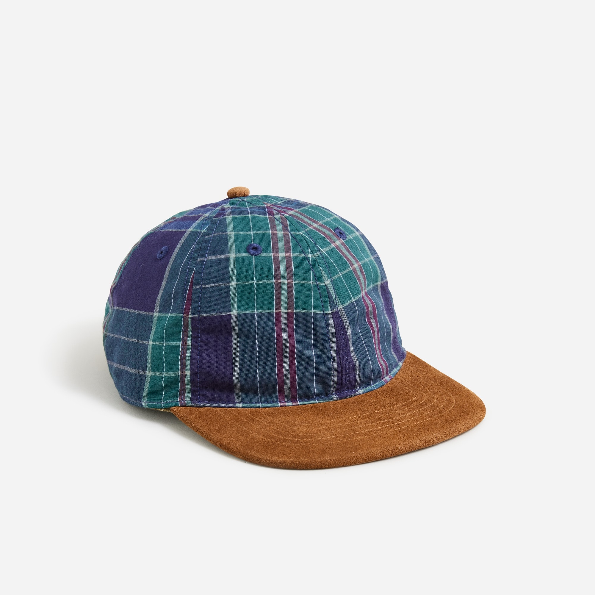  Baseball cap in plaid with suede brim