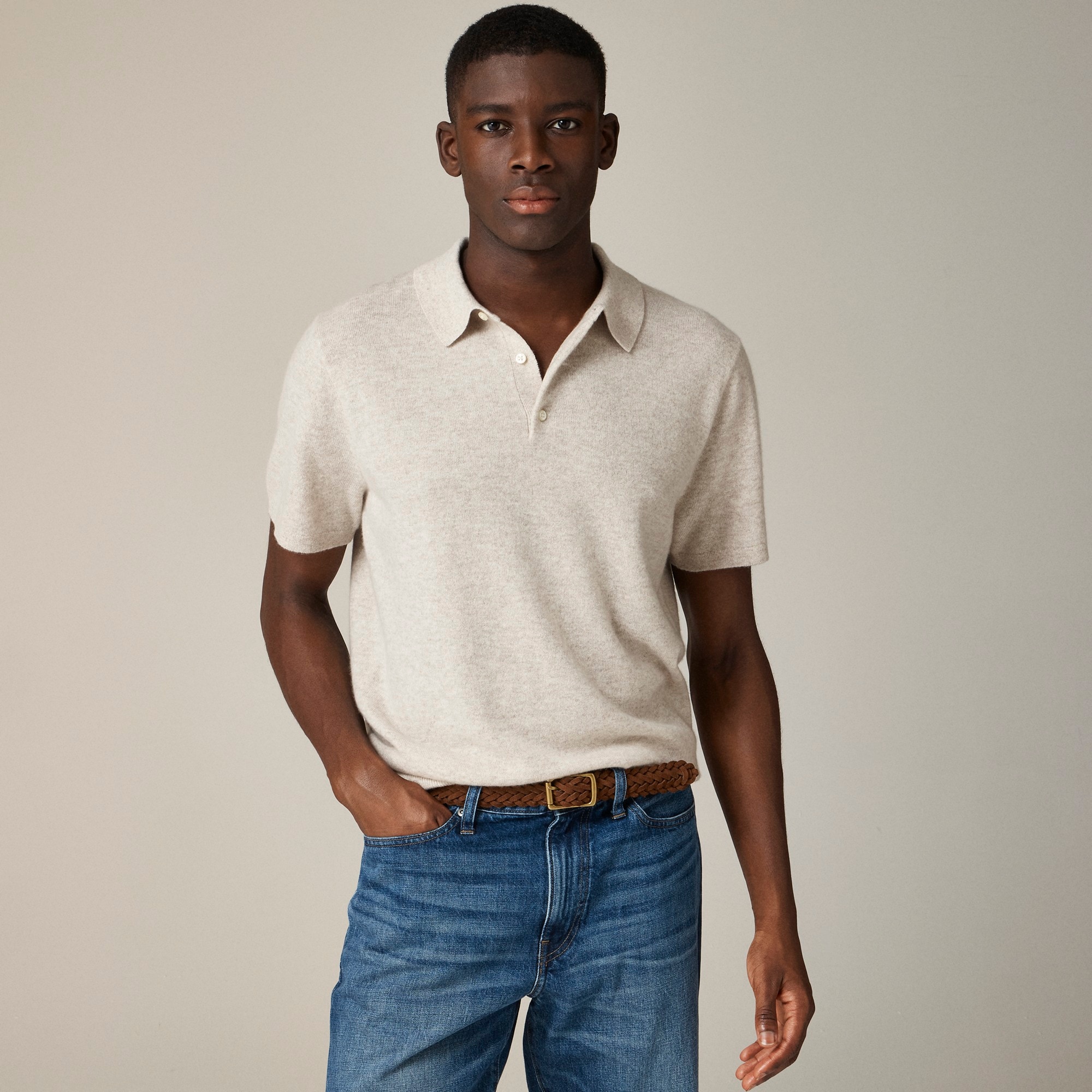 mens Cashmere short-sleeve sweater-polo