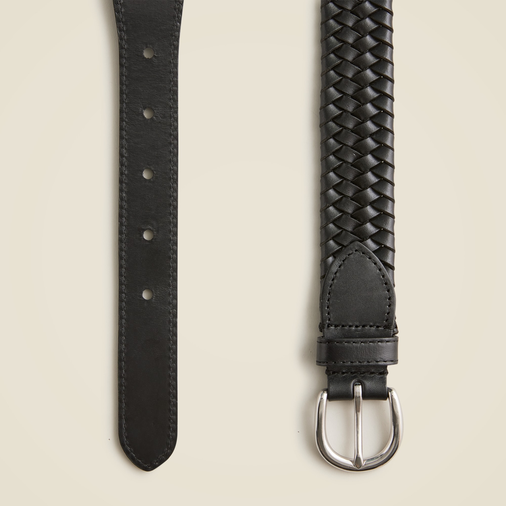 Woven elasticated Italian leather belt