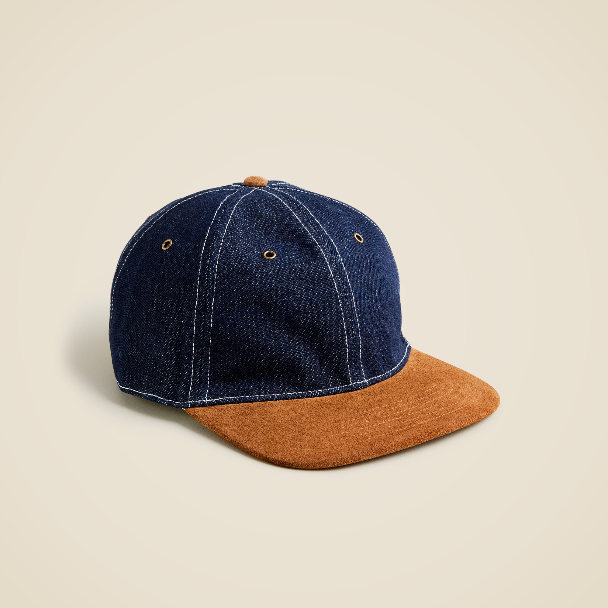  Denim baseball cap with suede brim