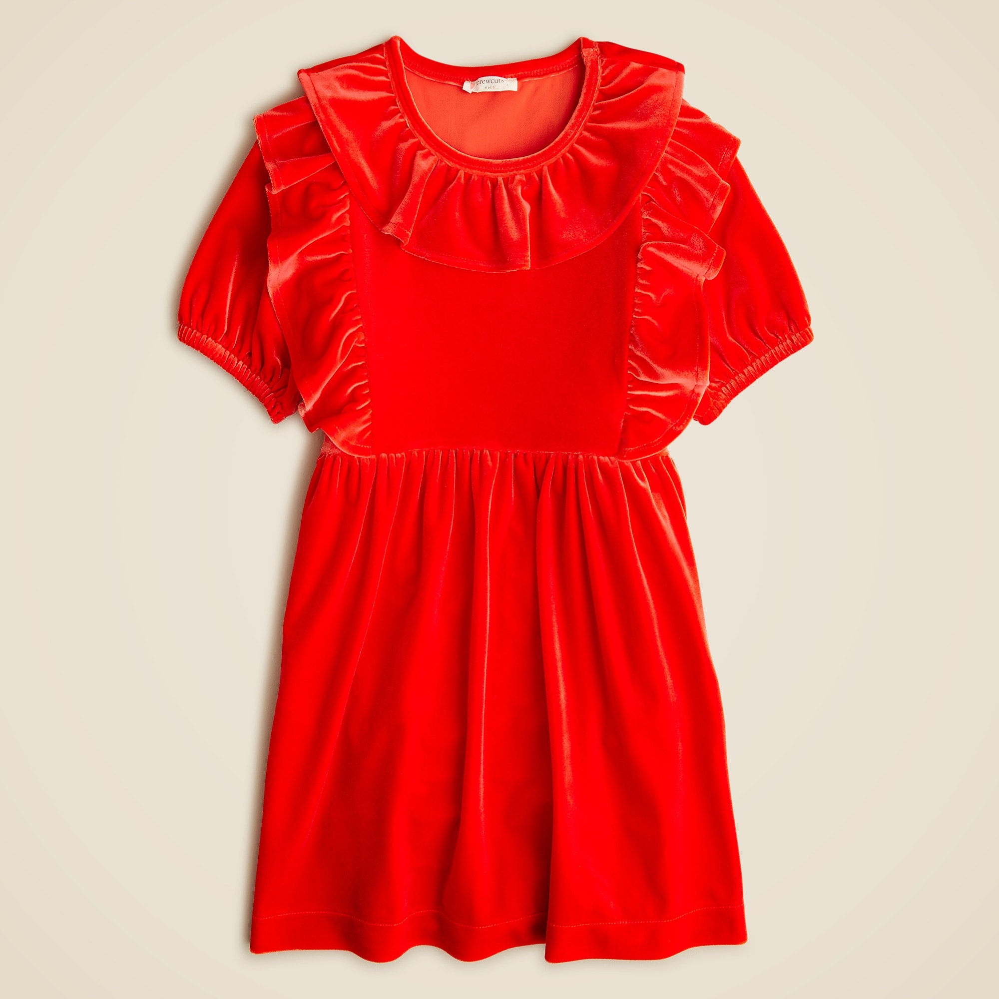  Girls' ruffle-collar velvet dress