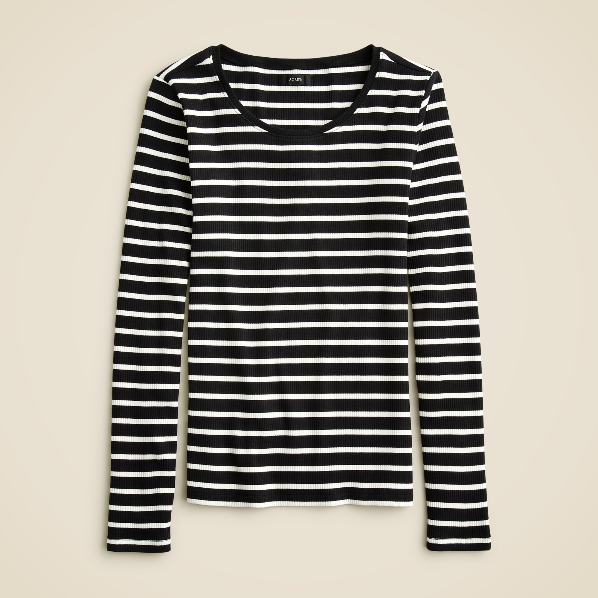  Long-sleeve crewneck T-shirt in striped vintage rib