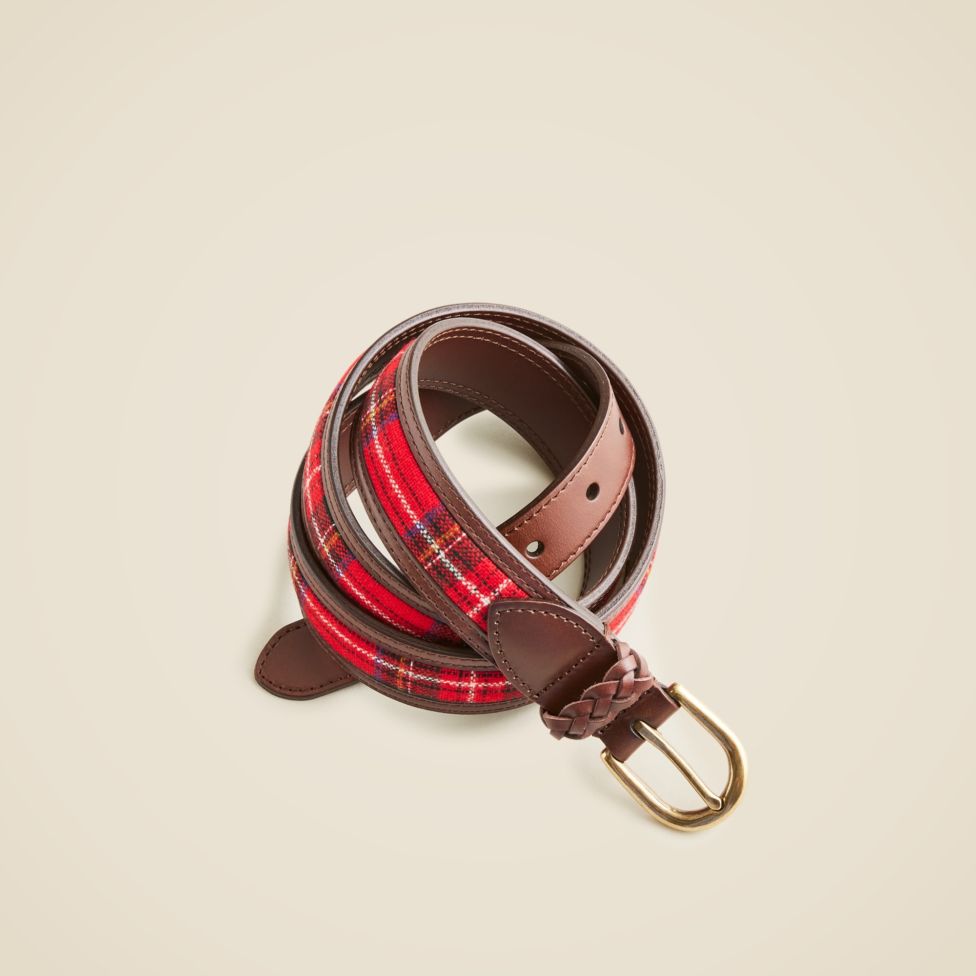  Leather belt with tartan cloth