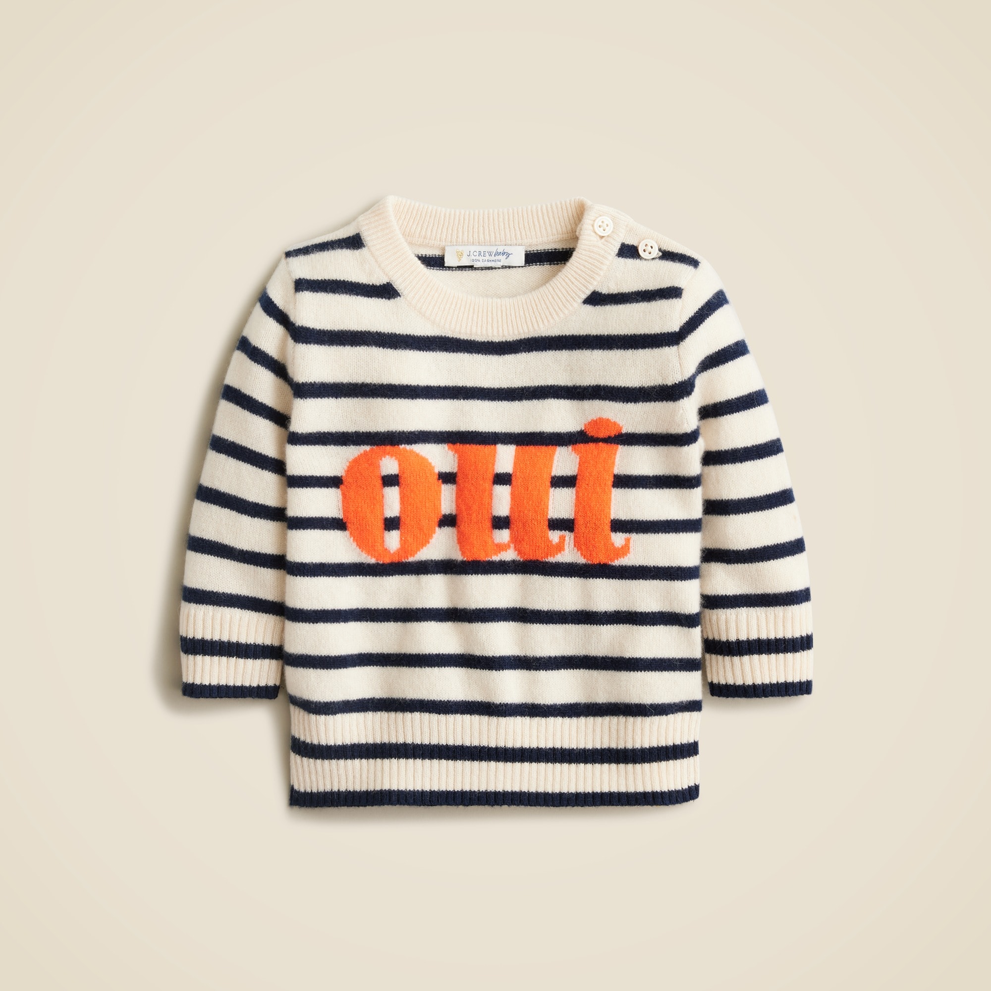 girls Limited-edition baby cashmere &quot;oui&quot; crewneck sweater