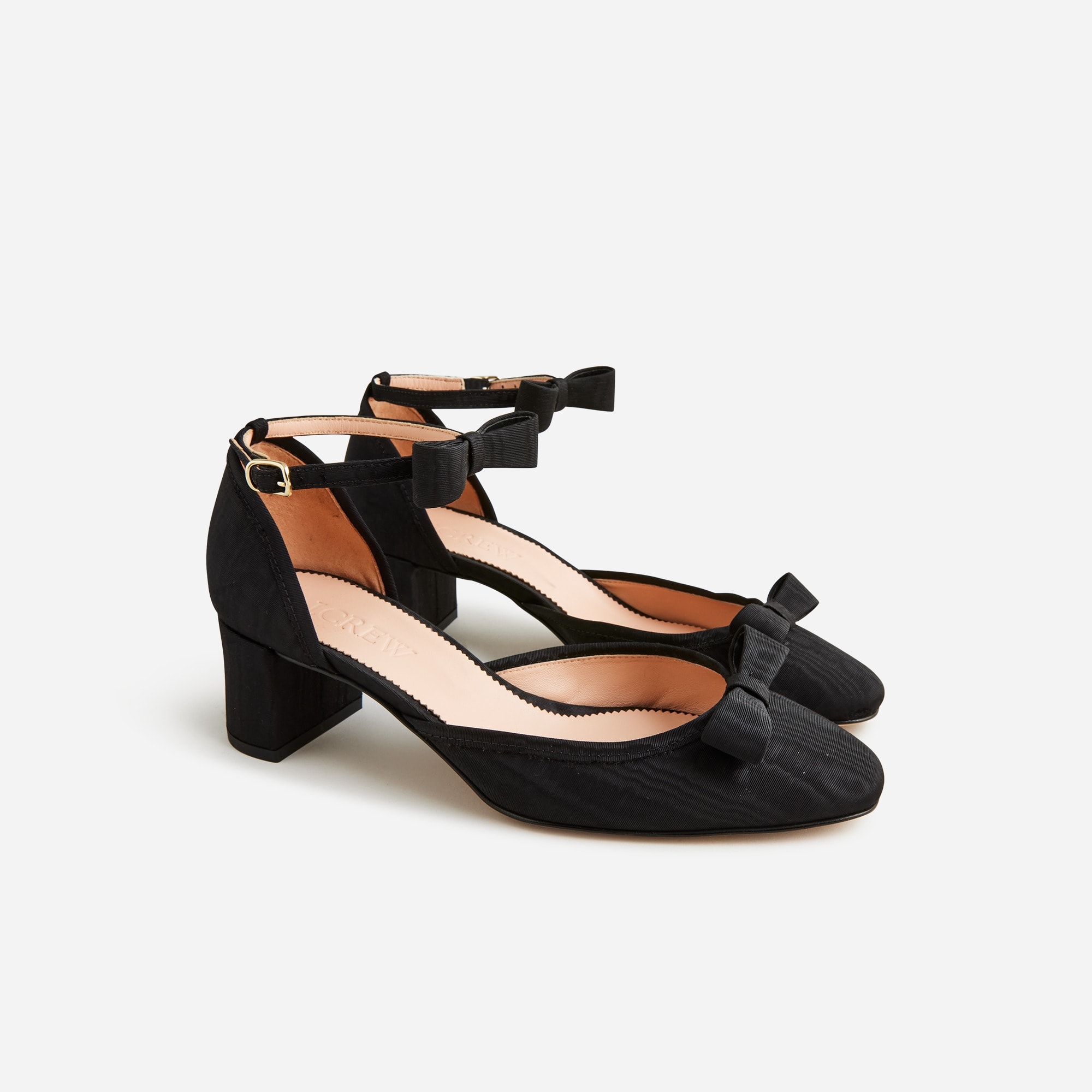  Millie bow ankle-strap heels in moir&eacute;