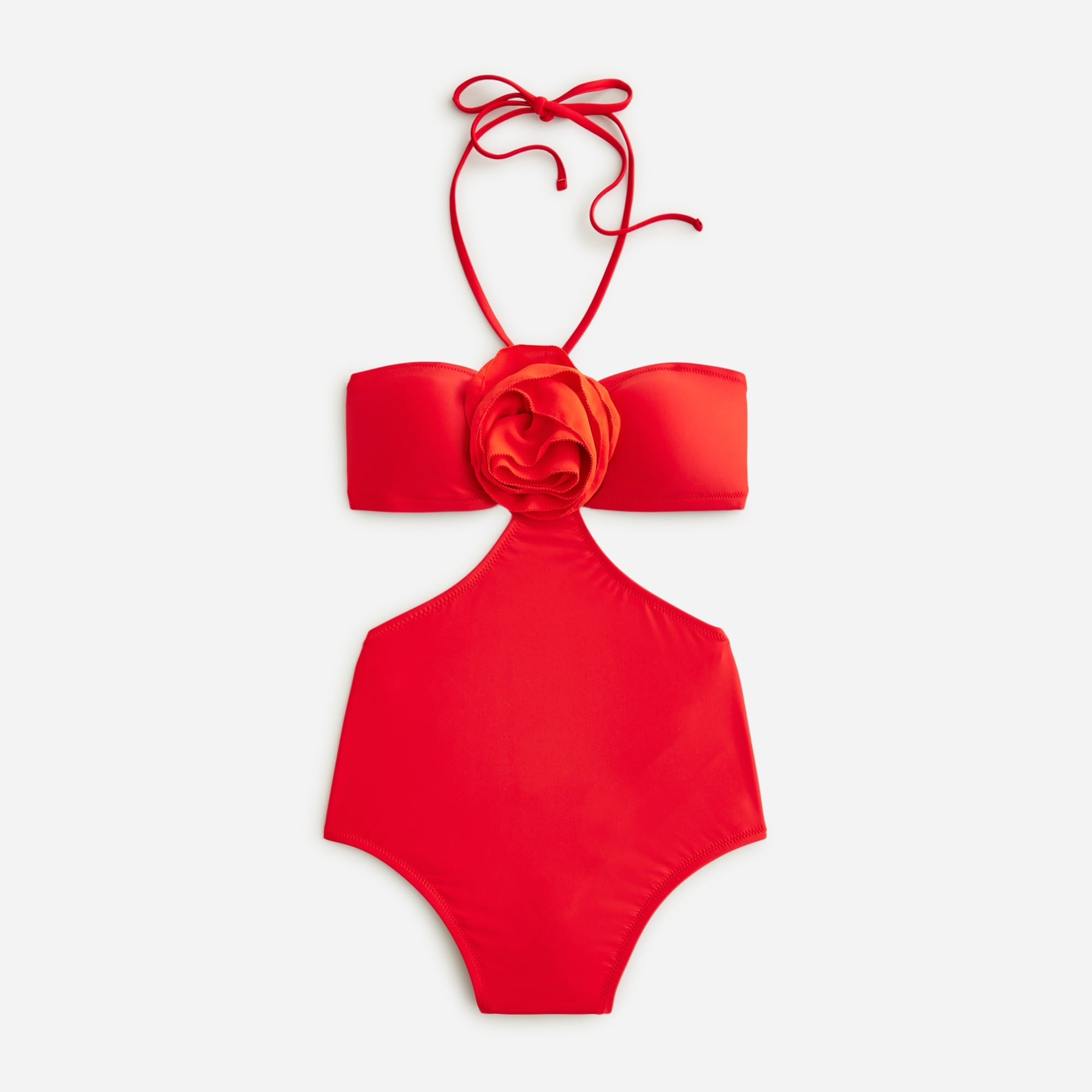  Rosette side-cutout one-piece swimsuit