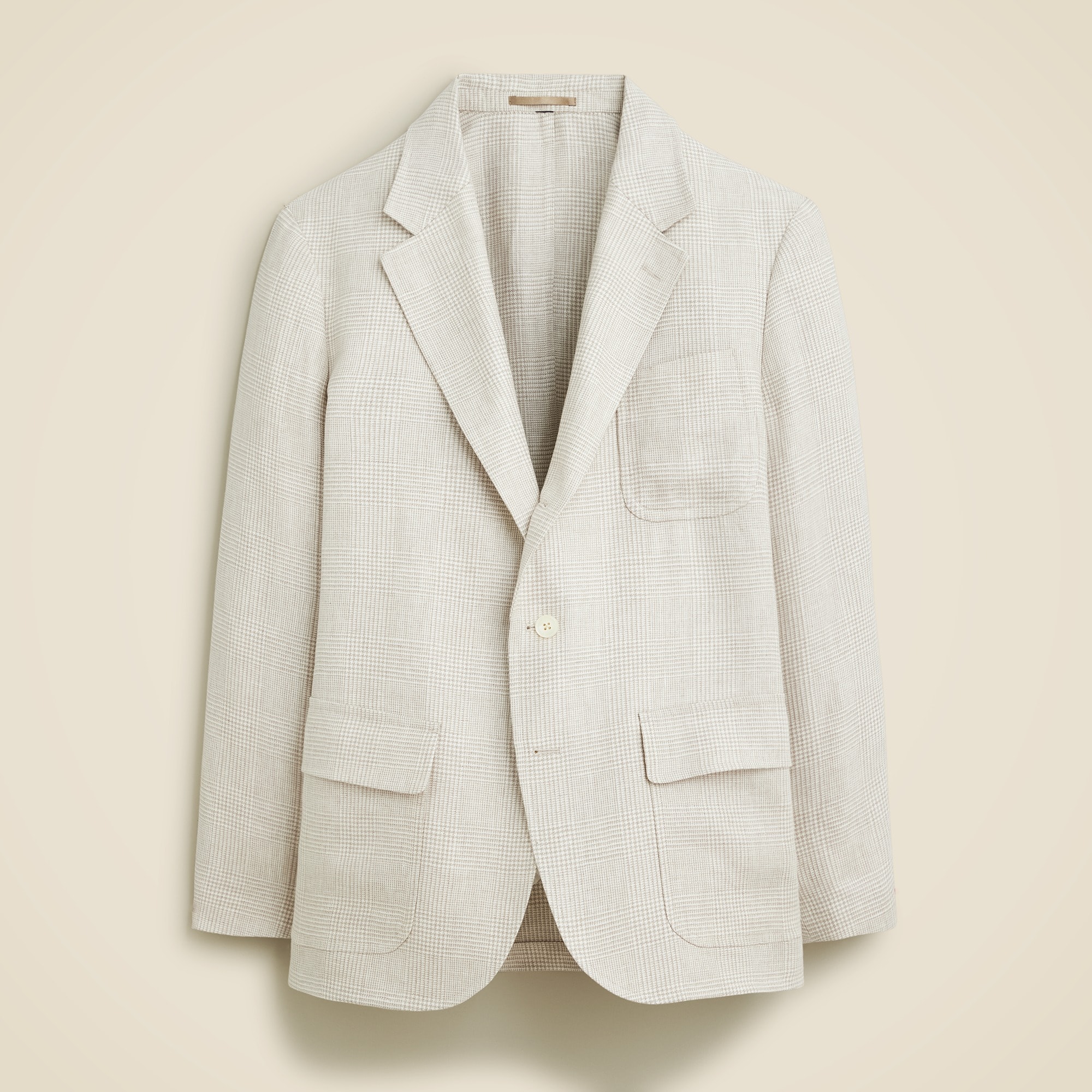  Big-fit unstructured suit jacket in linen twill glen plaid