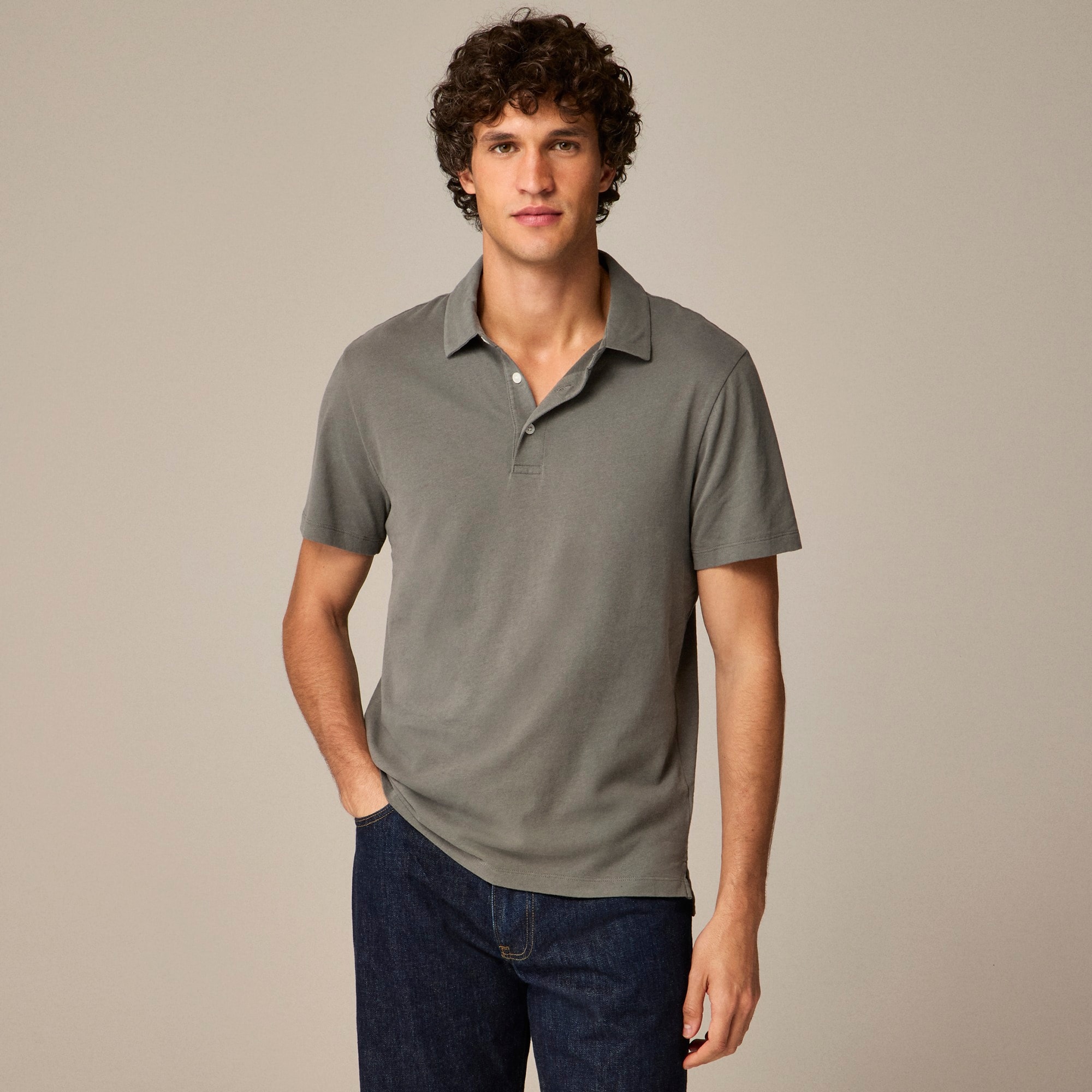  Sueded cotton polo shirt