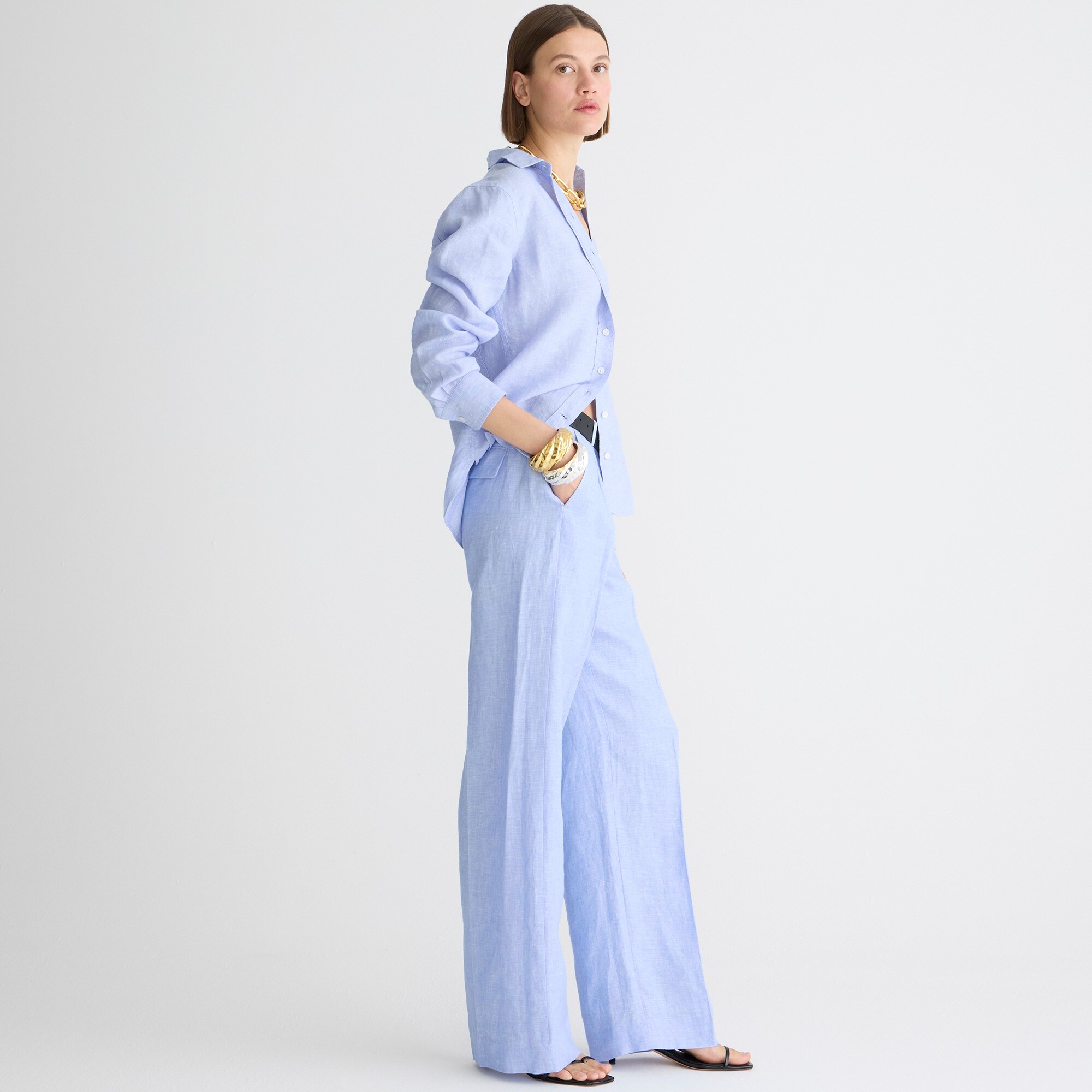 womens Wide-leg essential pant in linen