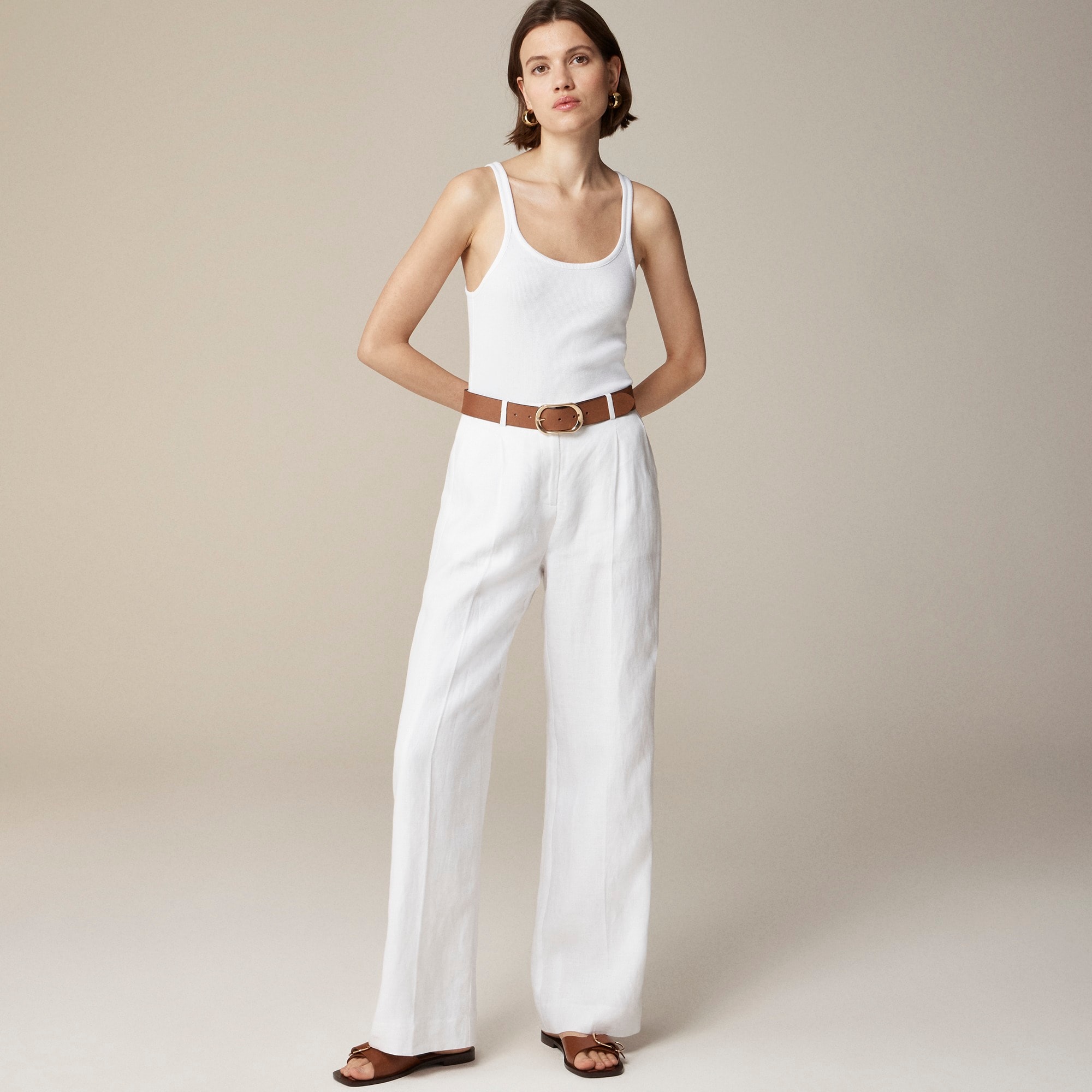 womens Wide-leg essential pant in linen