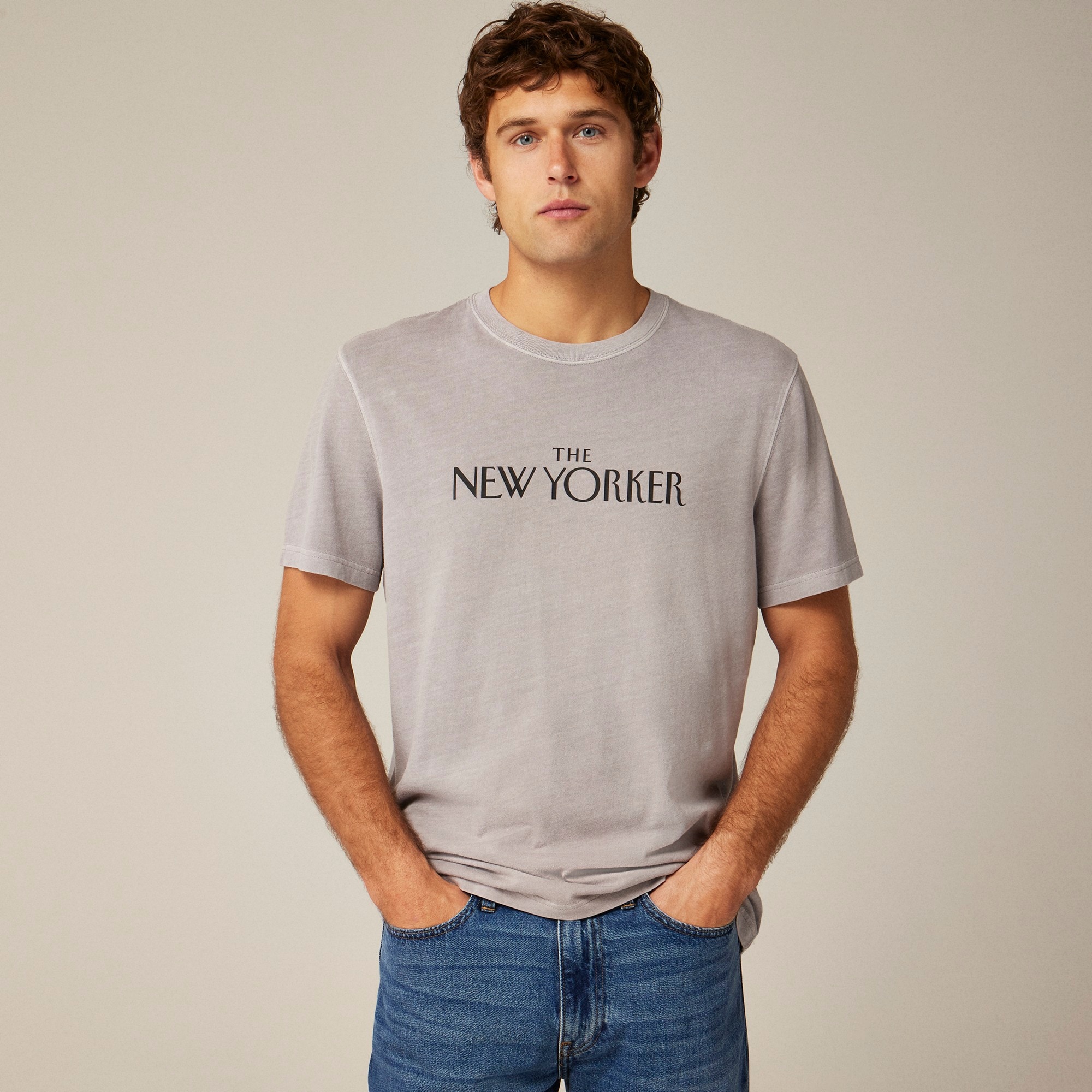 mens The New Yorker X J.Crew vintage-wash cotton graphic T-shirt