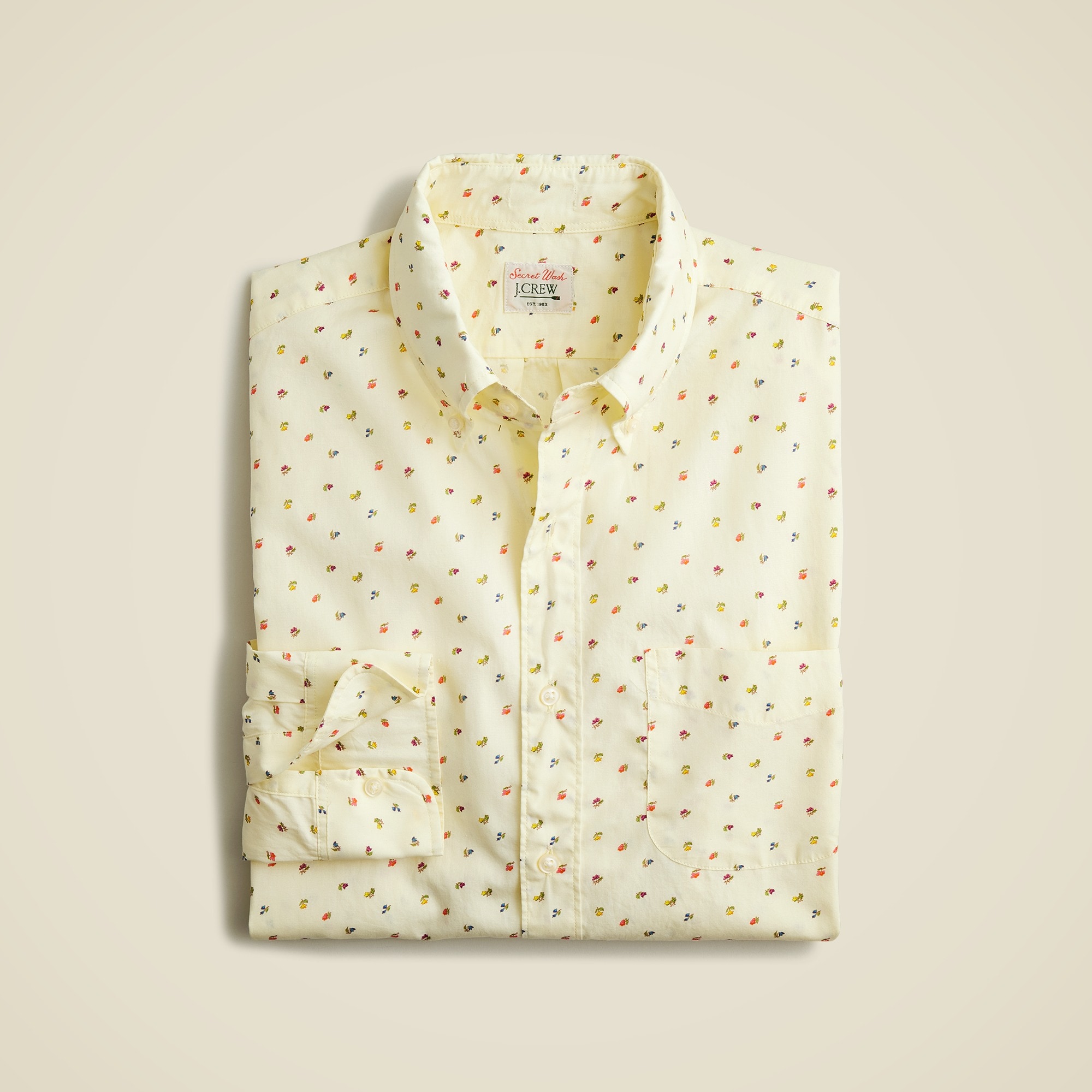  Slim Secret Wash cotton poplin shirt in print