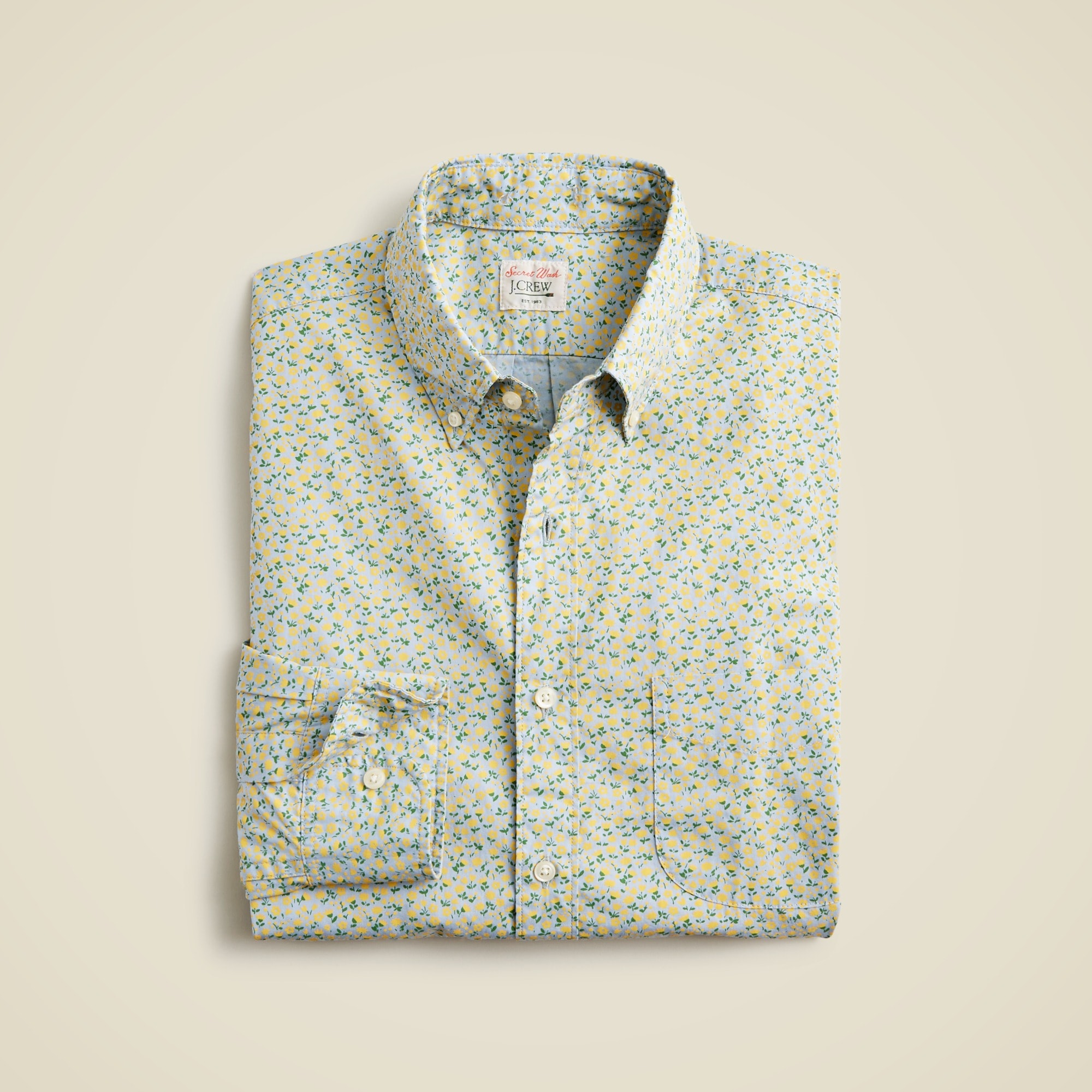 mens Secret Wash cotton poplin shirt in print