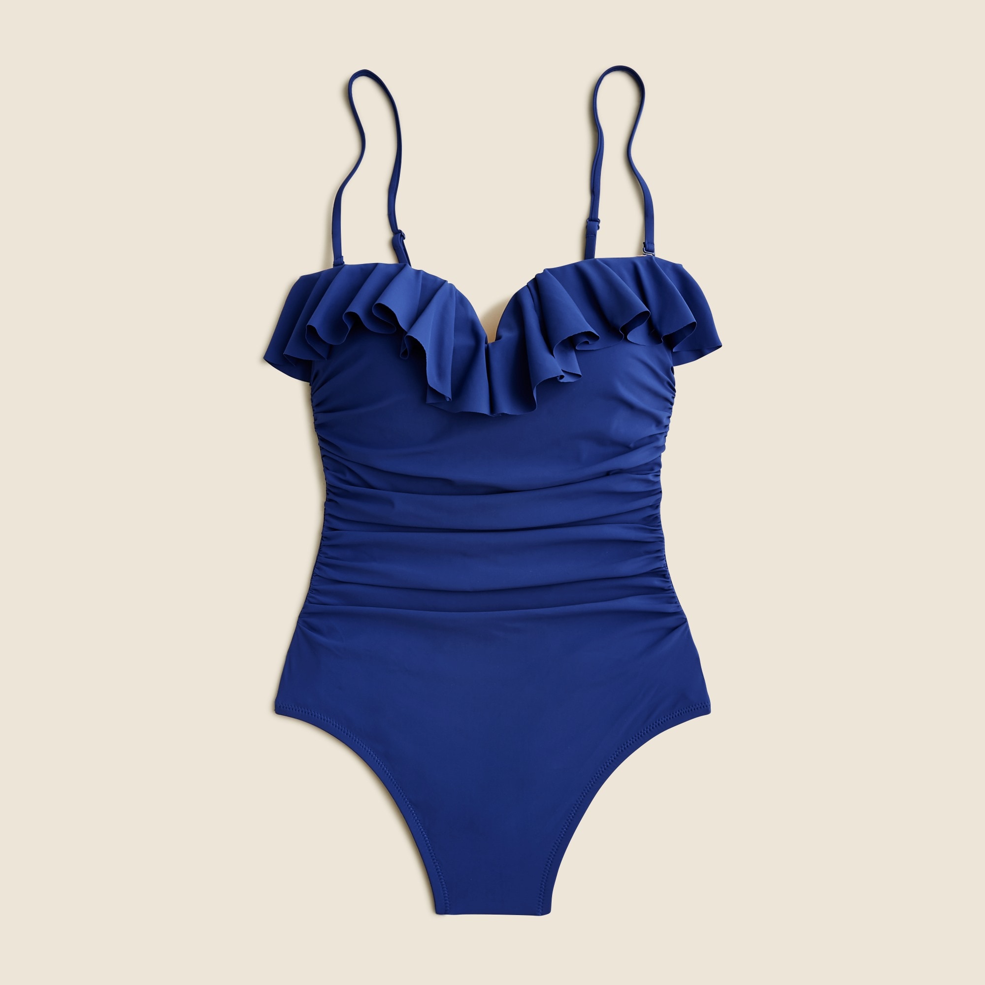 womens Matte ruched one-piece swimsuit with ruffles