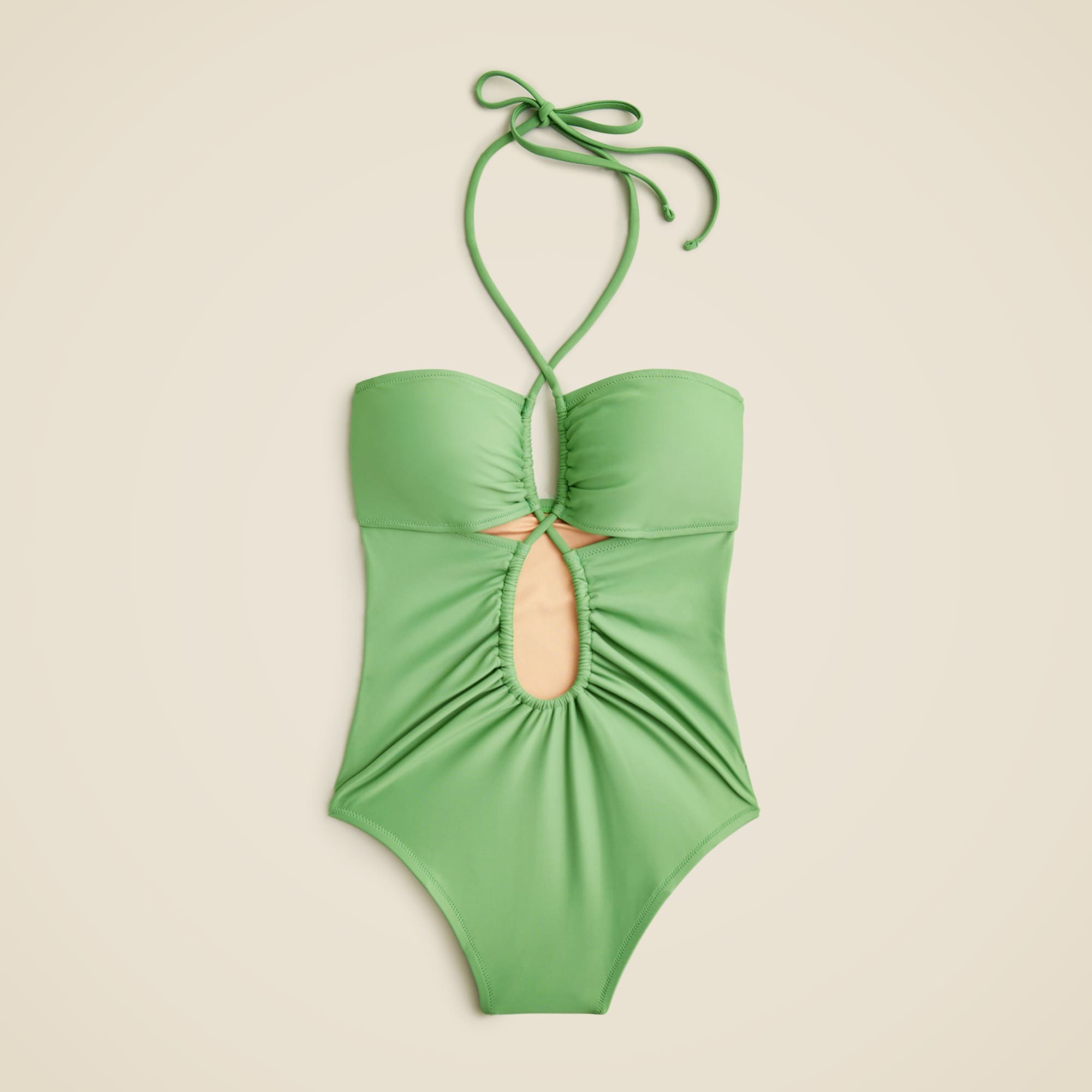  Cutout halter one-piece swimsuit