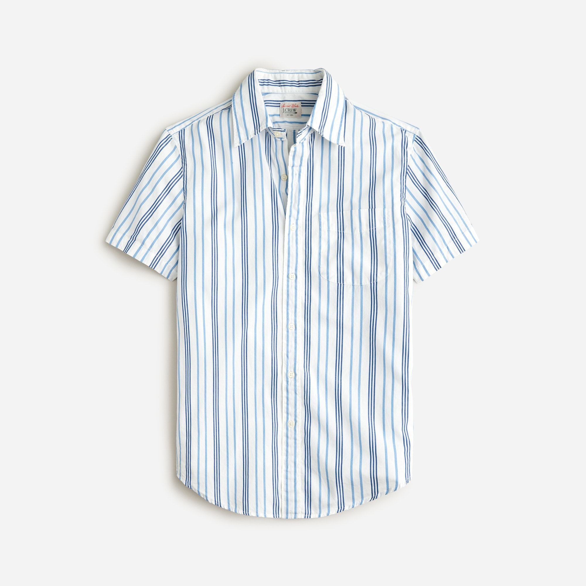  Short-sleeve Secret Wash cotton poplin shirt with point collar