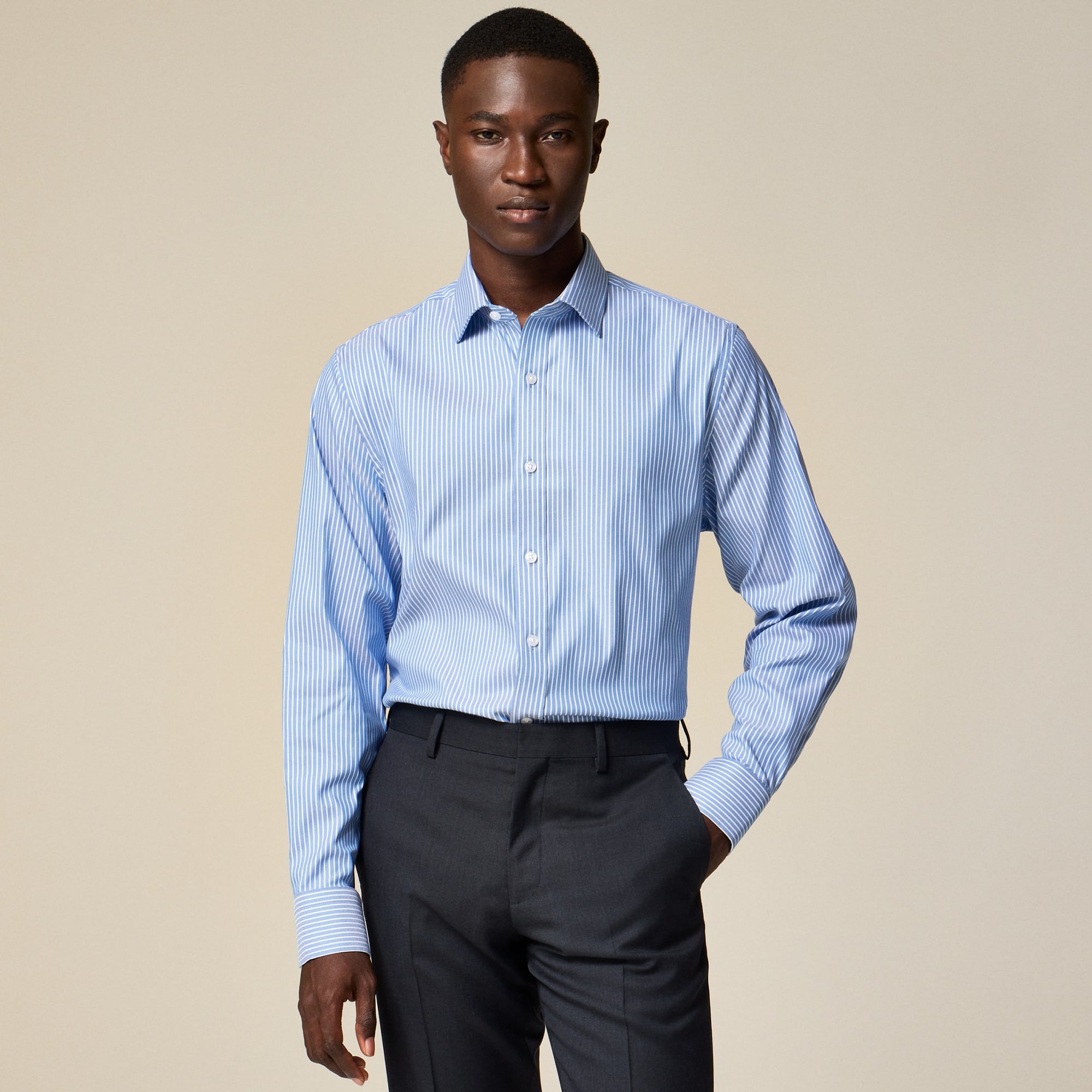 mens Bowery performance stretch dress shirt with spread collar