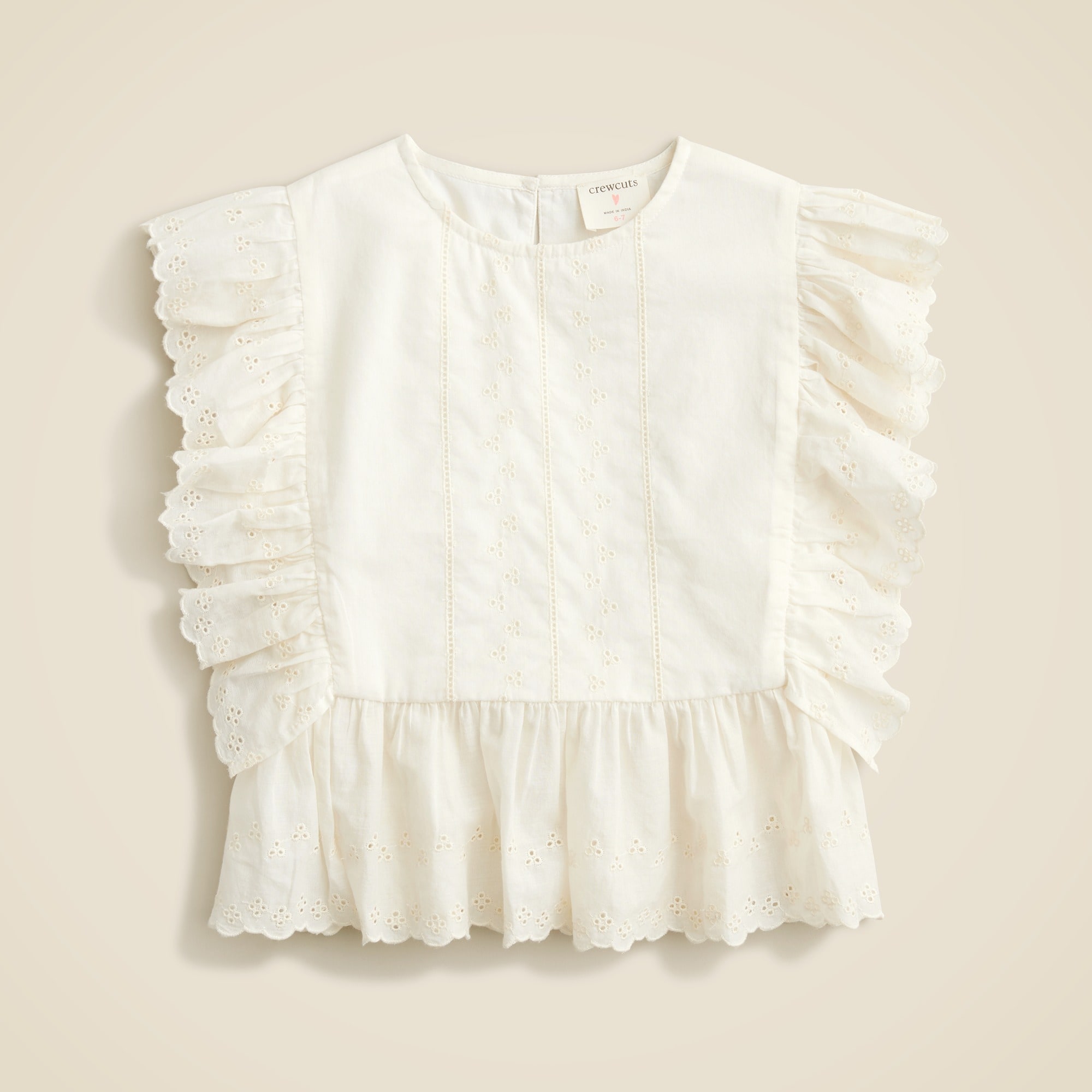 girls Girls' eyelet top in cotton voile