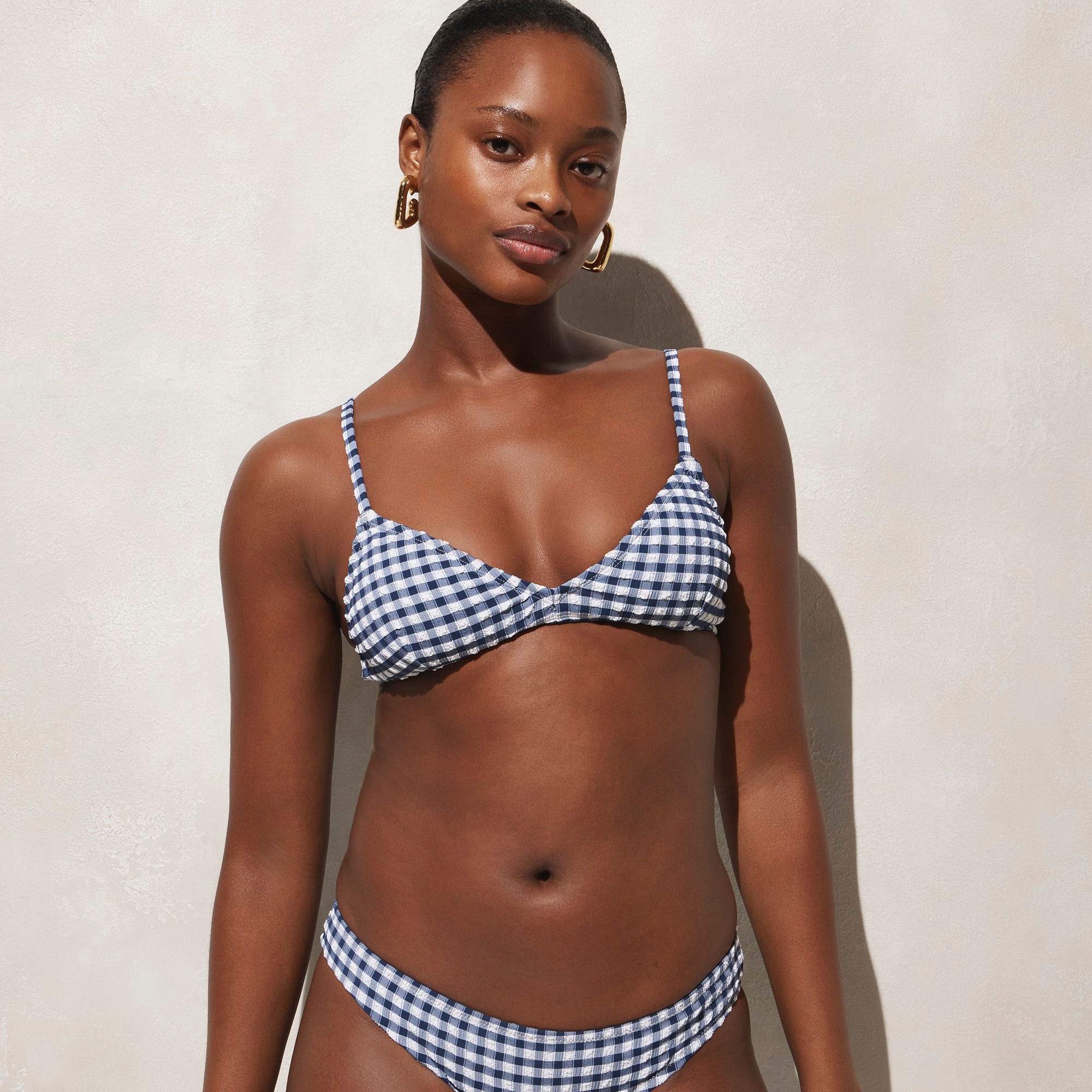 womens French bikini top in gingham