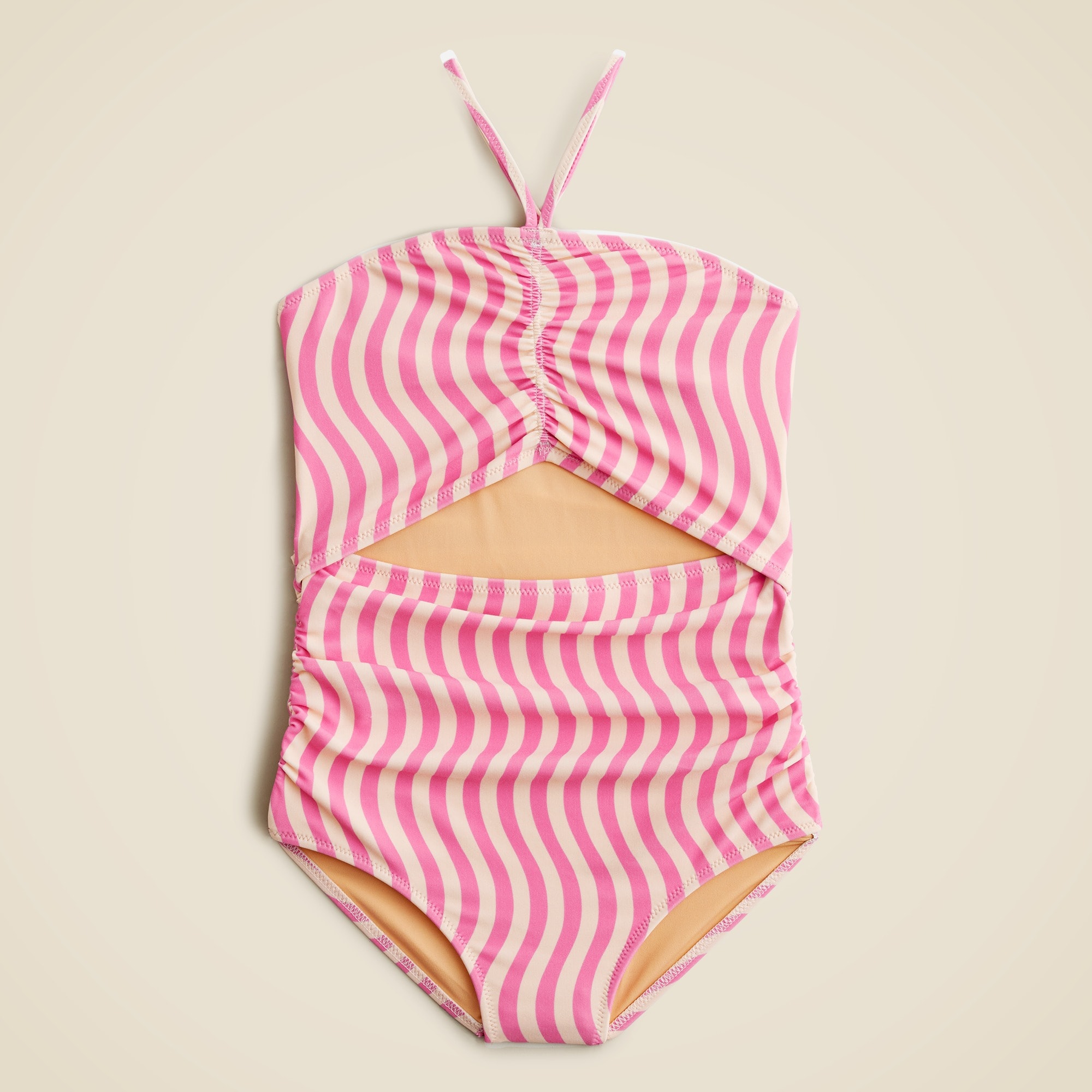  Girls' ruched one-piece swimsuit with UPF 50+