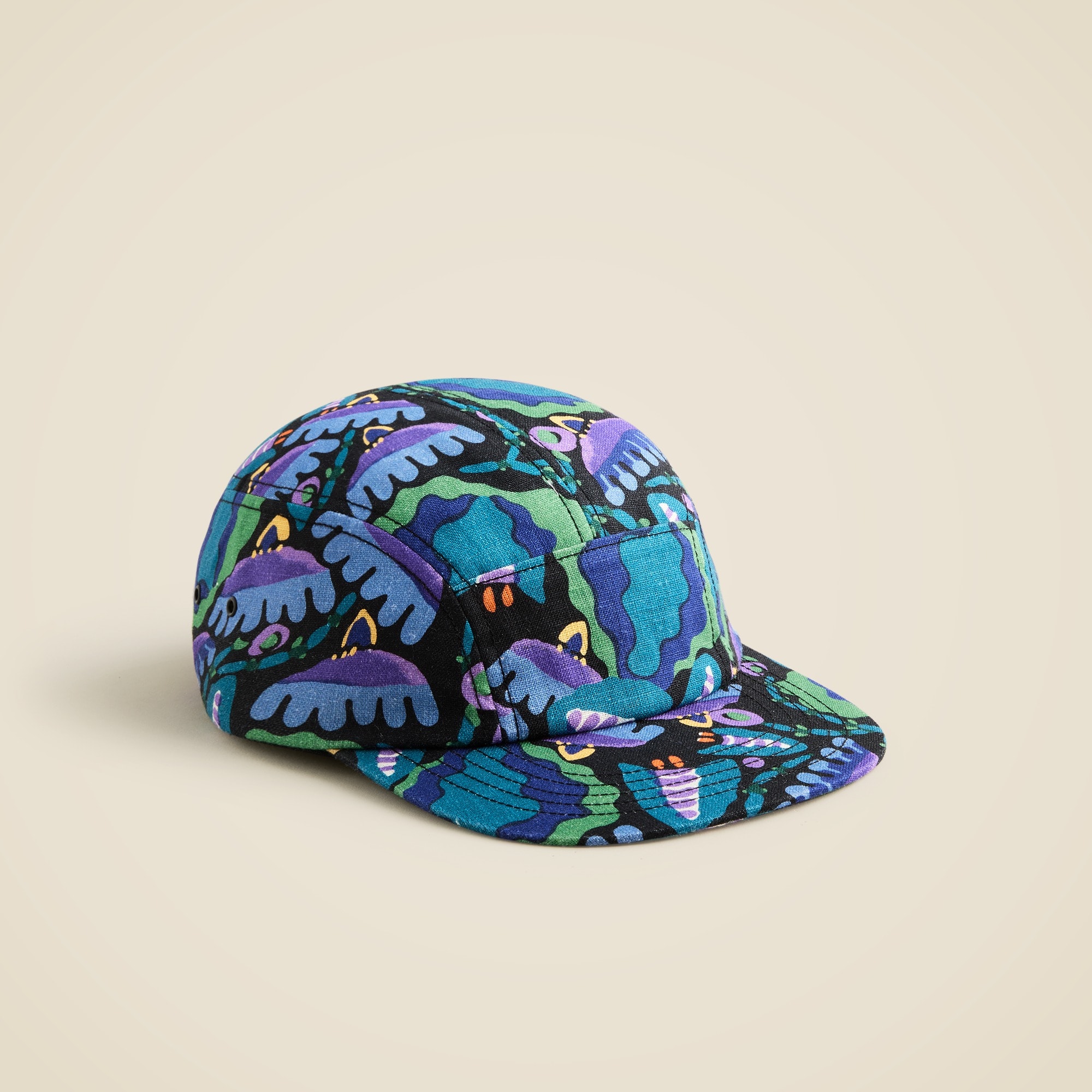  Three-panel printed linen cap