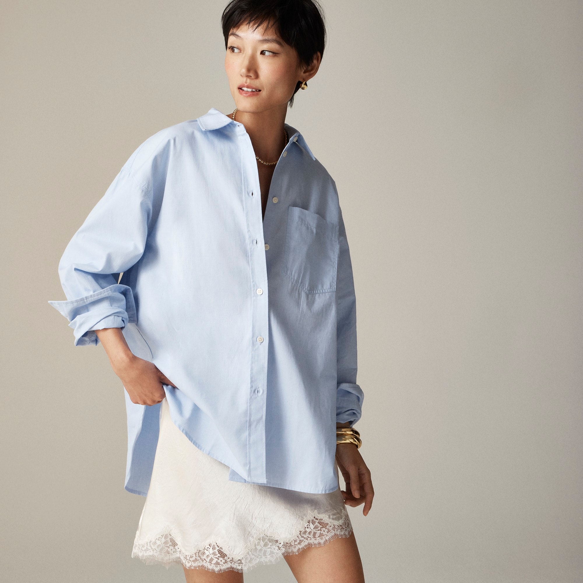 womens &Eacute;tienne oversized shirt in lightweight oxford