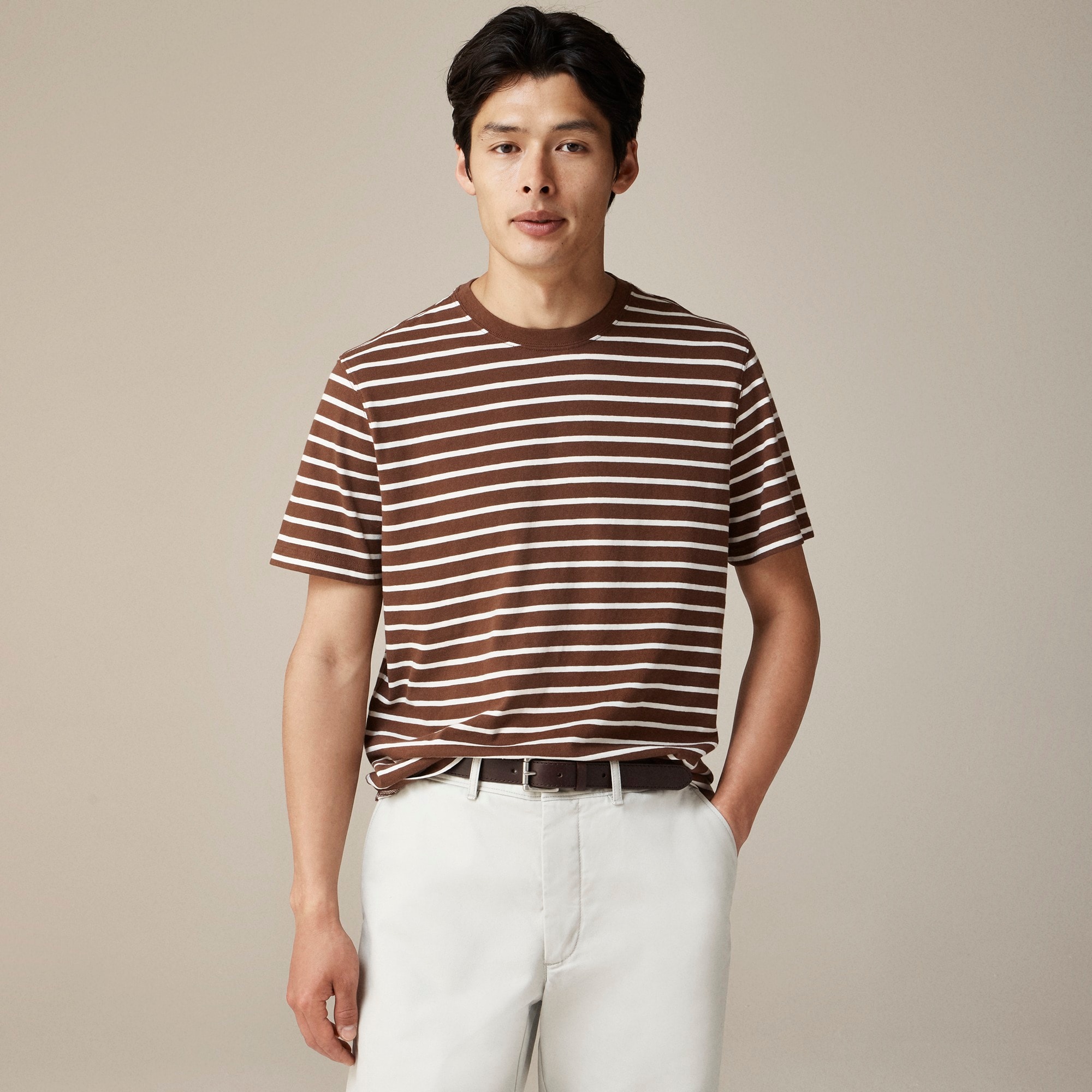 mens Vintage-wash cotton T-shirt in stripe