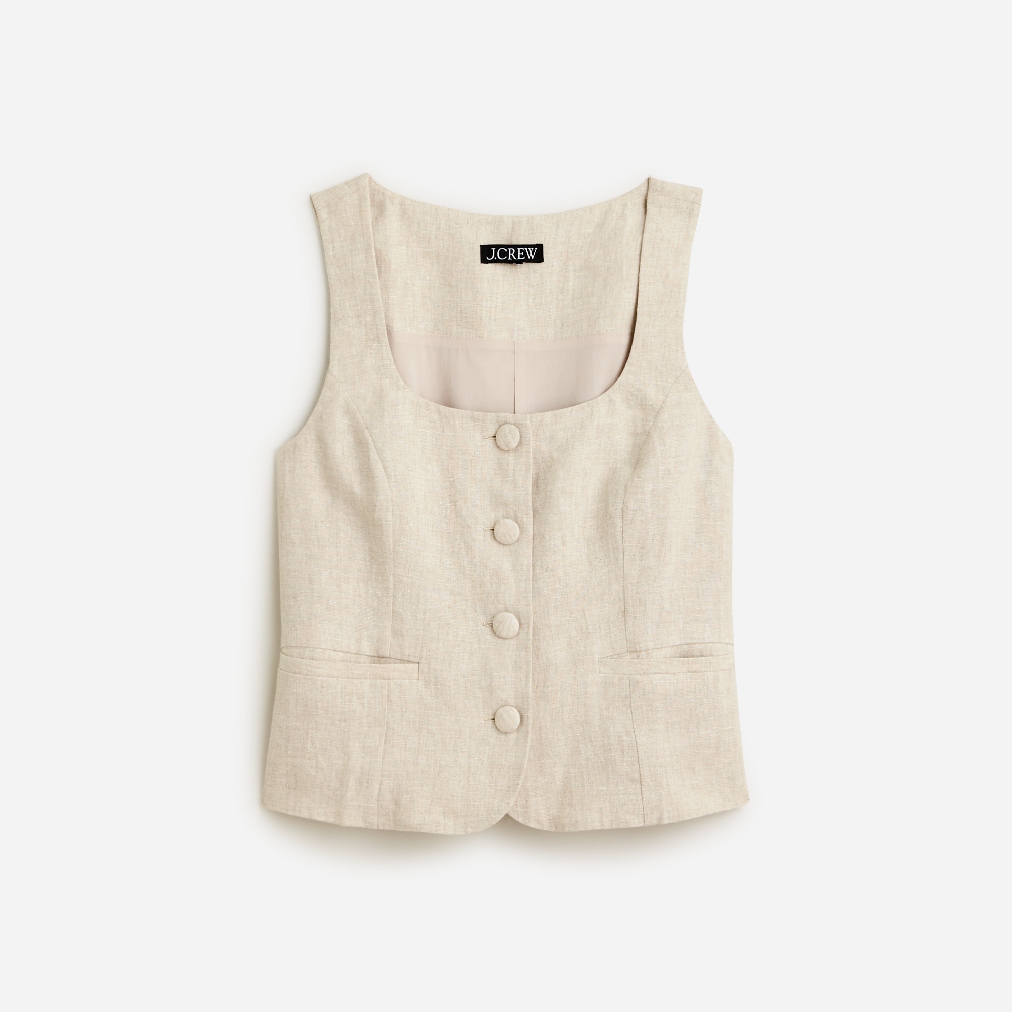  Scoopneck linen-blend vest