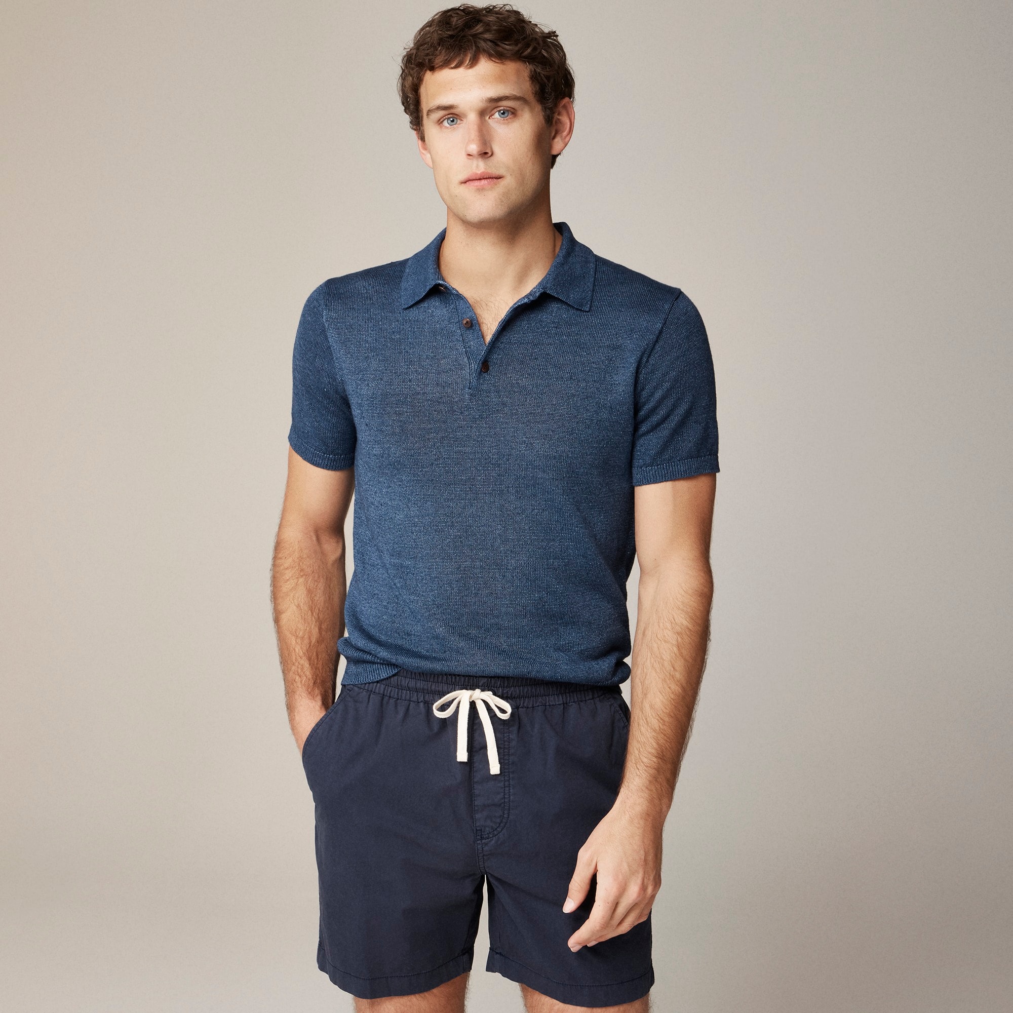 mens Short-sleeve linen sweater-polo