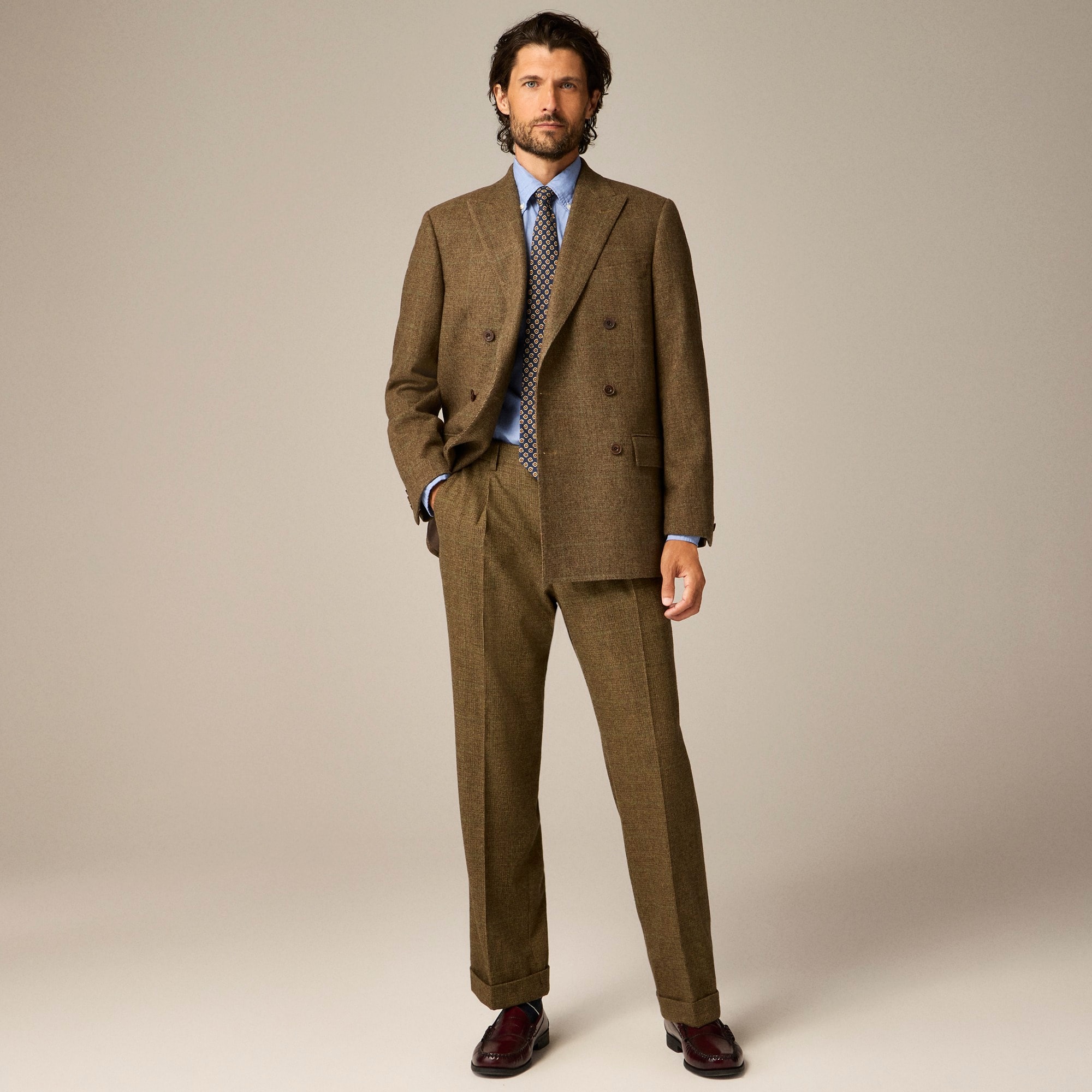 mens Kenmare Relaxed-fit double-breasted suit jacket in merino wool