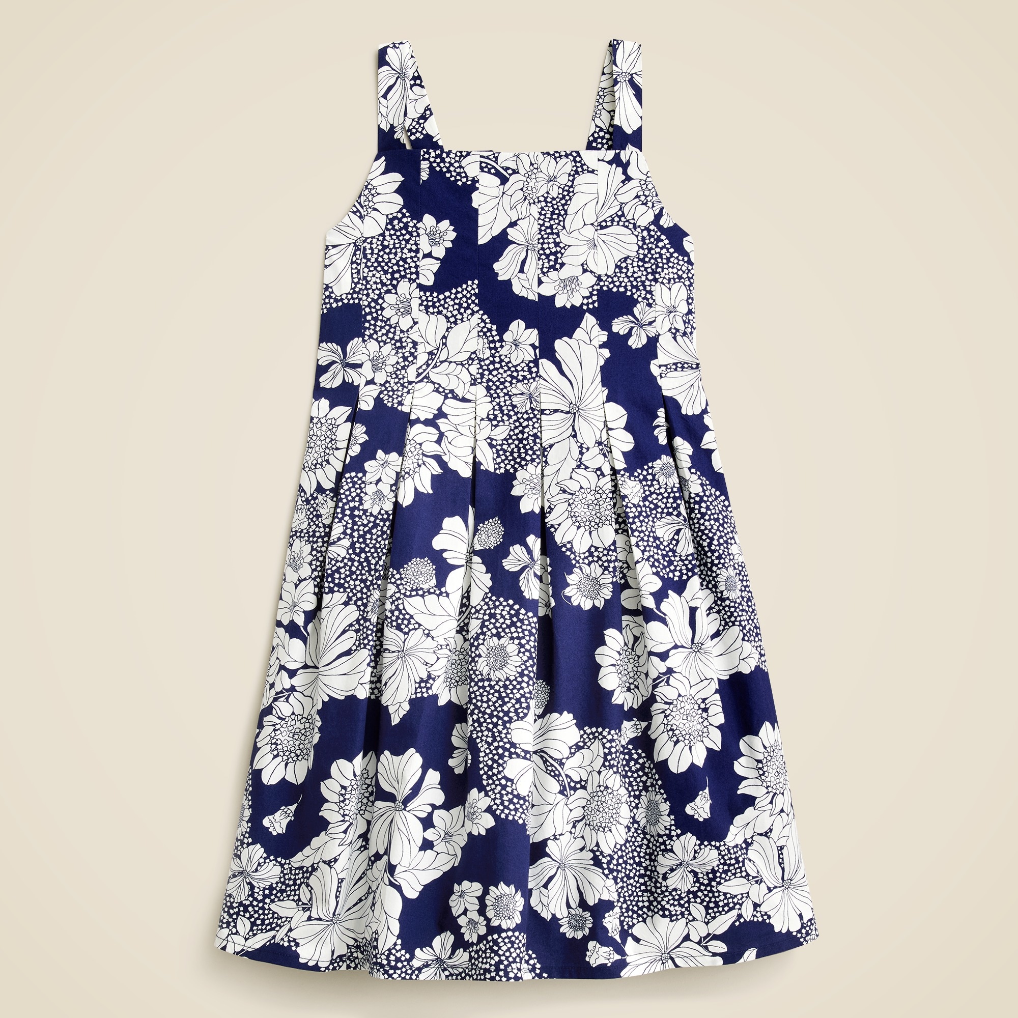  Girls' pleated apron dress in indigo floral