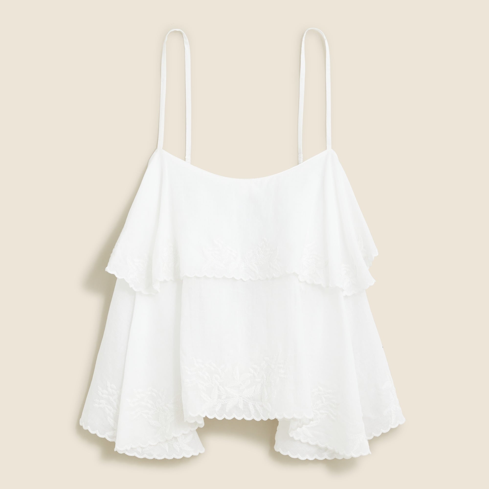  Tiered tank top with embroidery in cotton voile