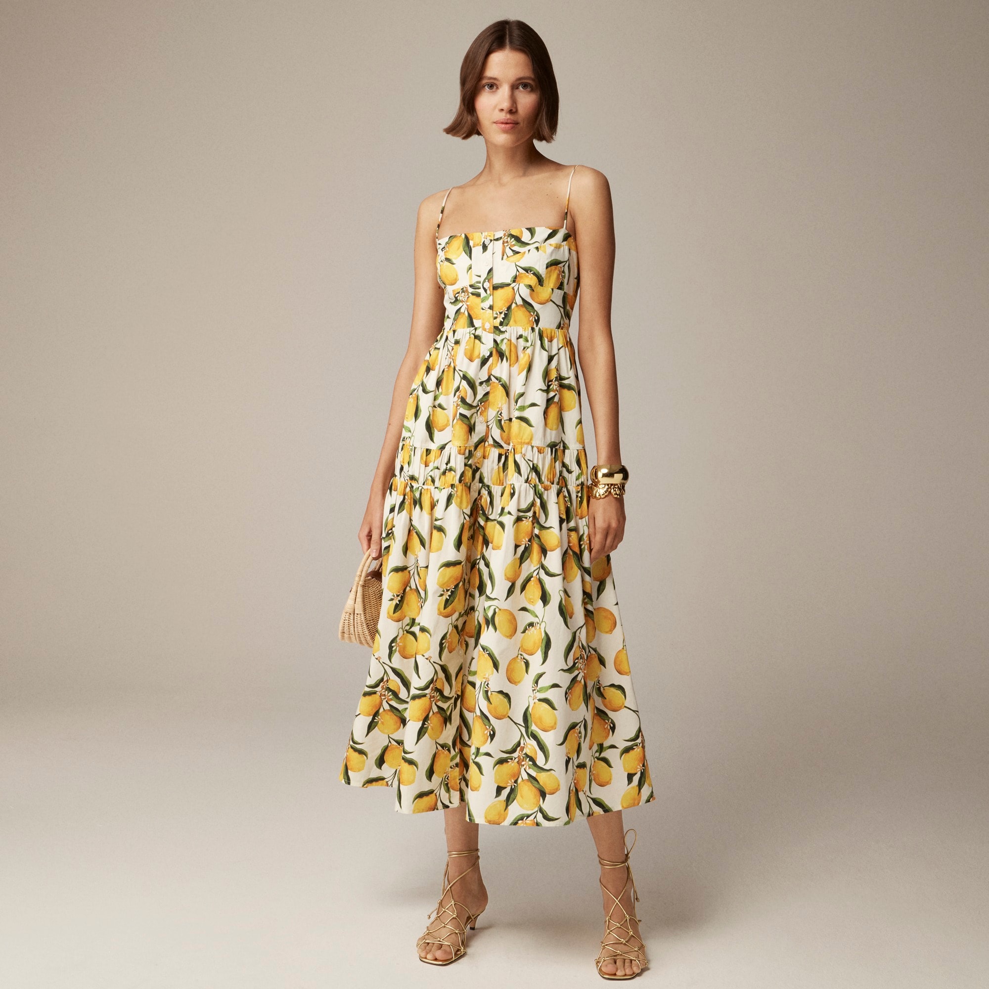 womens A-line midi dress in limoncello