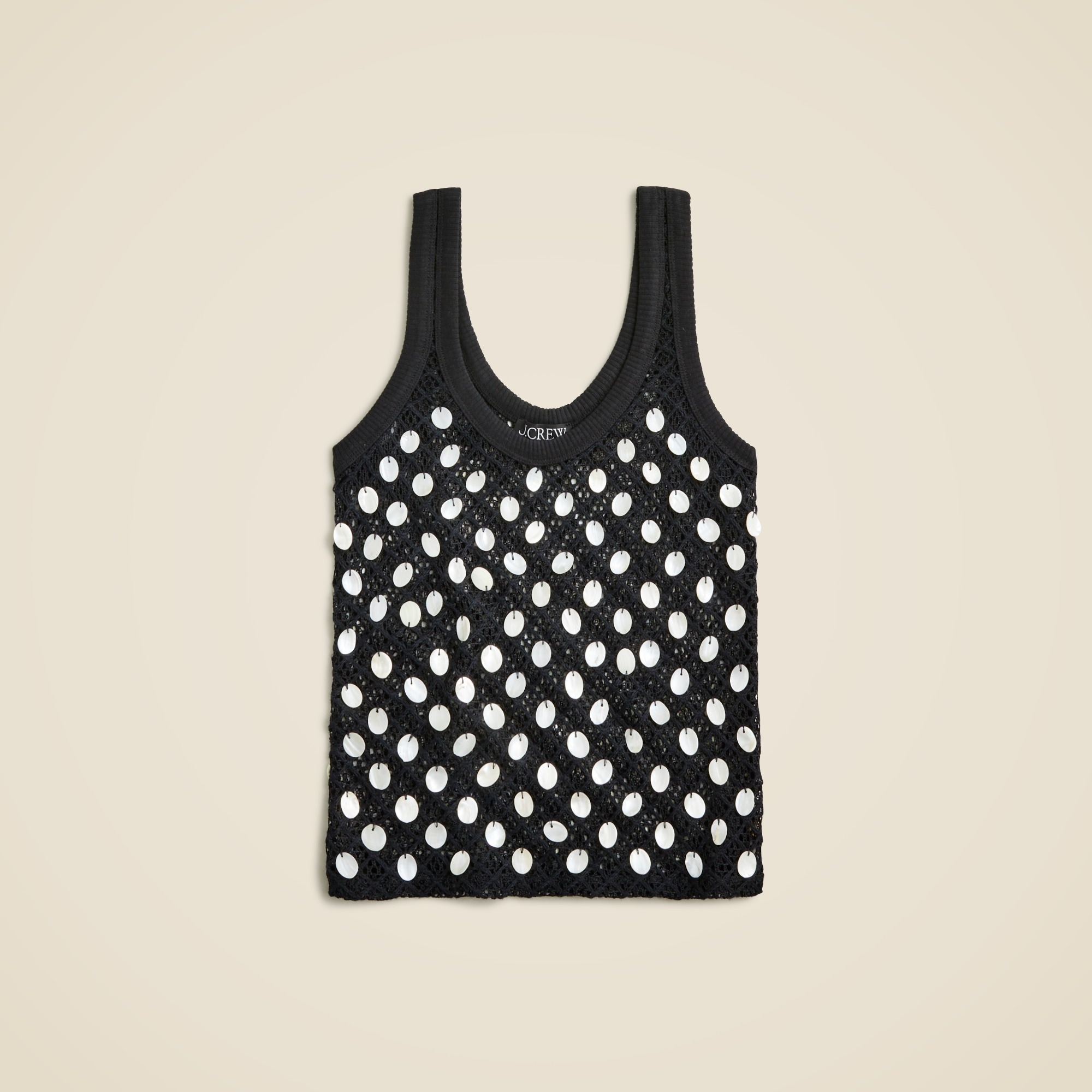  Crochet shell-embroidered tank top