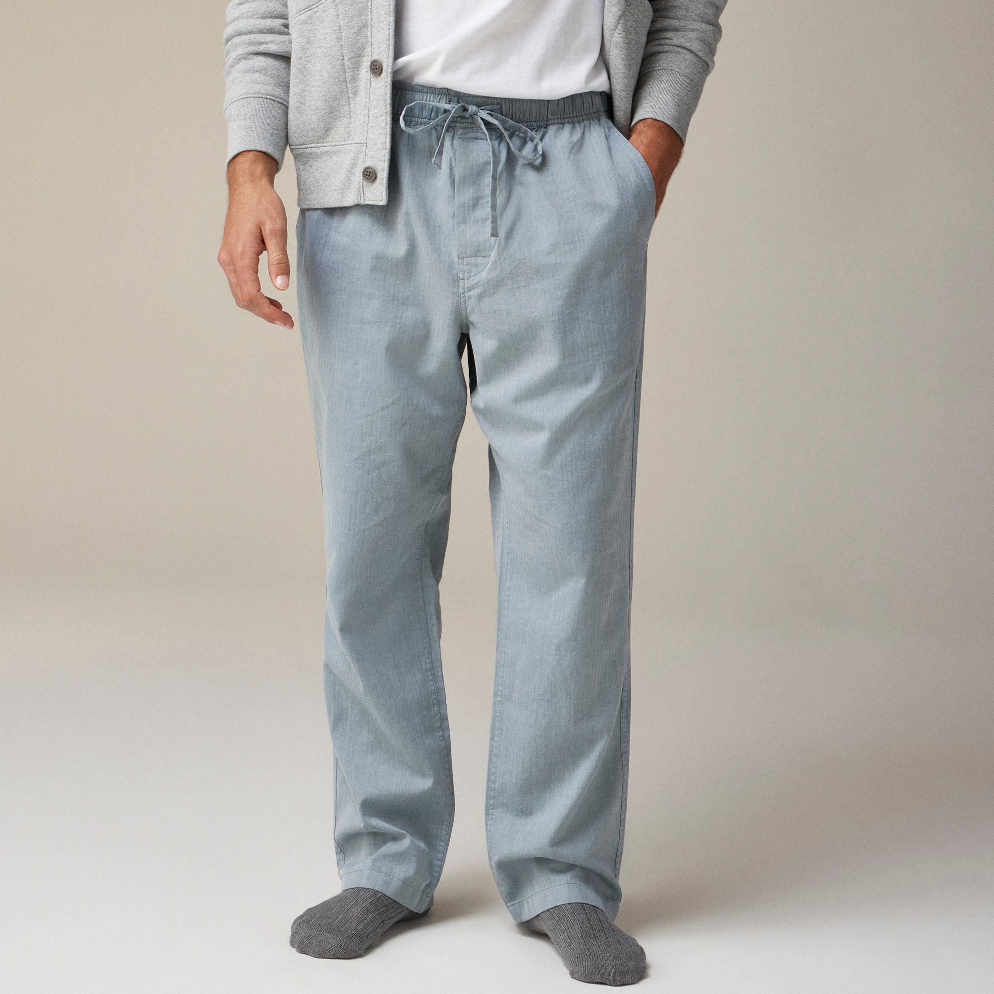 mens Pajama pant in cotton herringbone