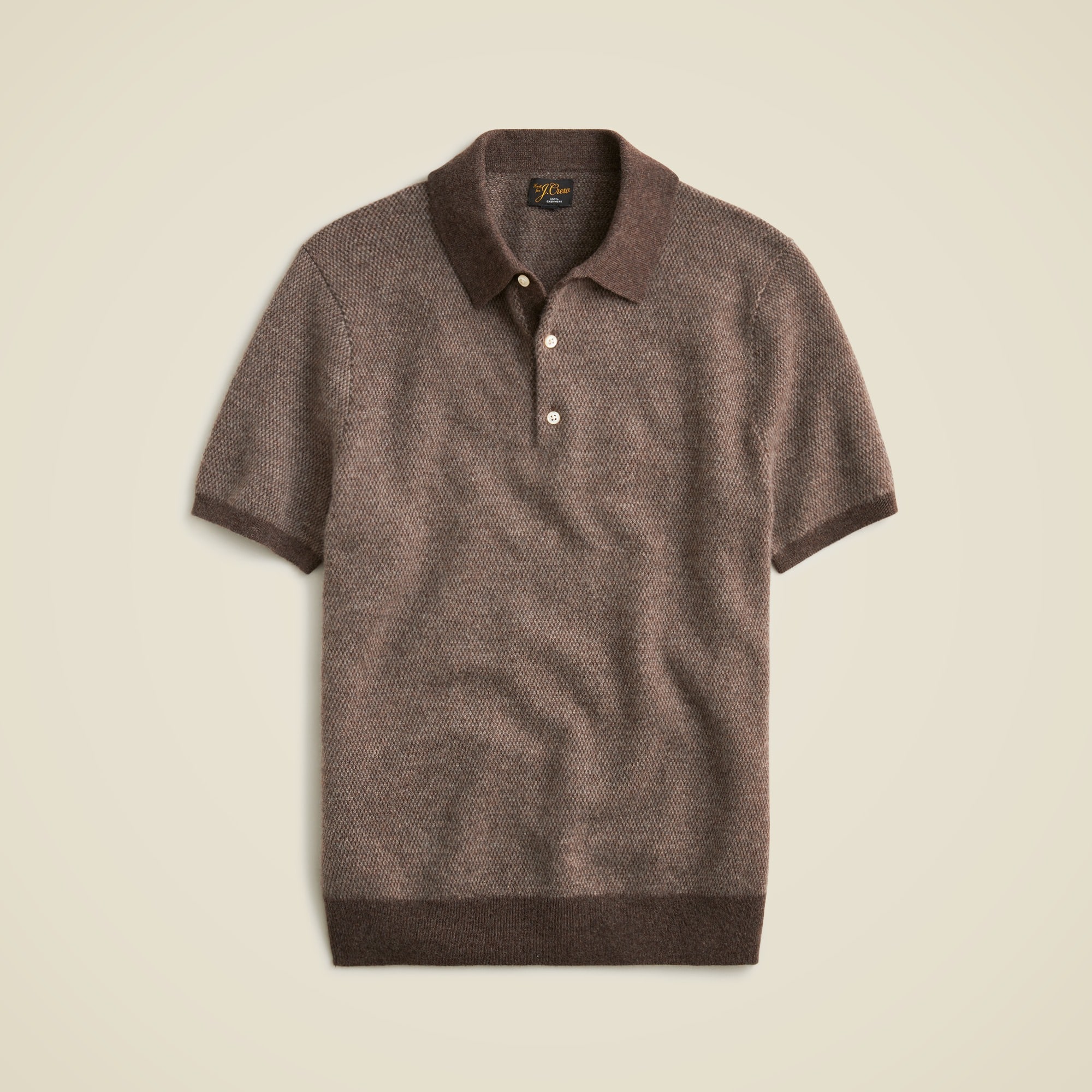 mens Short-sleeve cashmere sweater-polo in bird's-eye