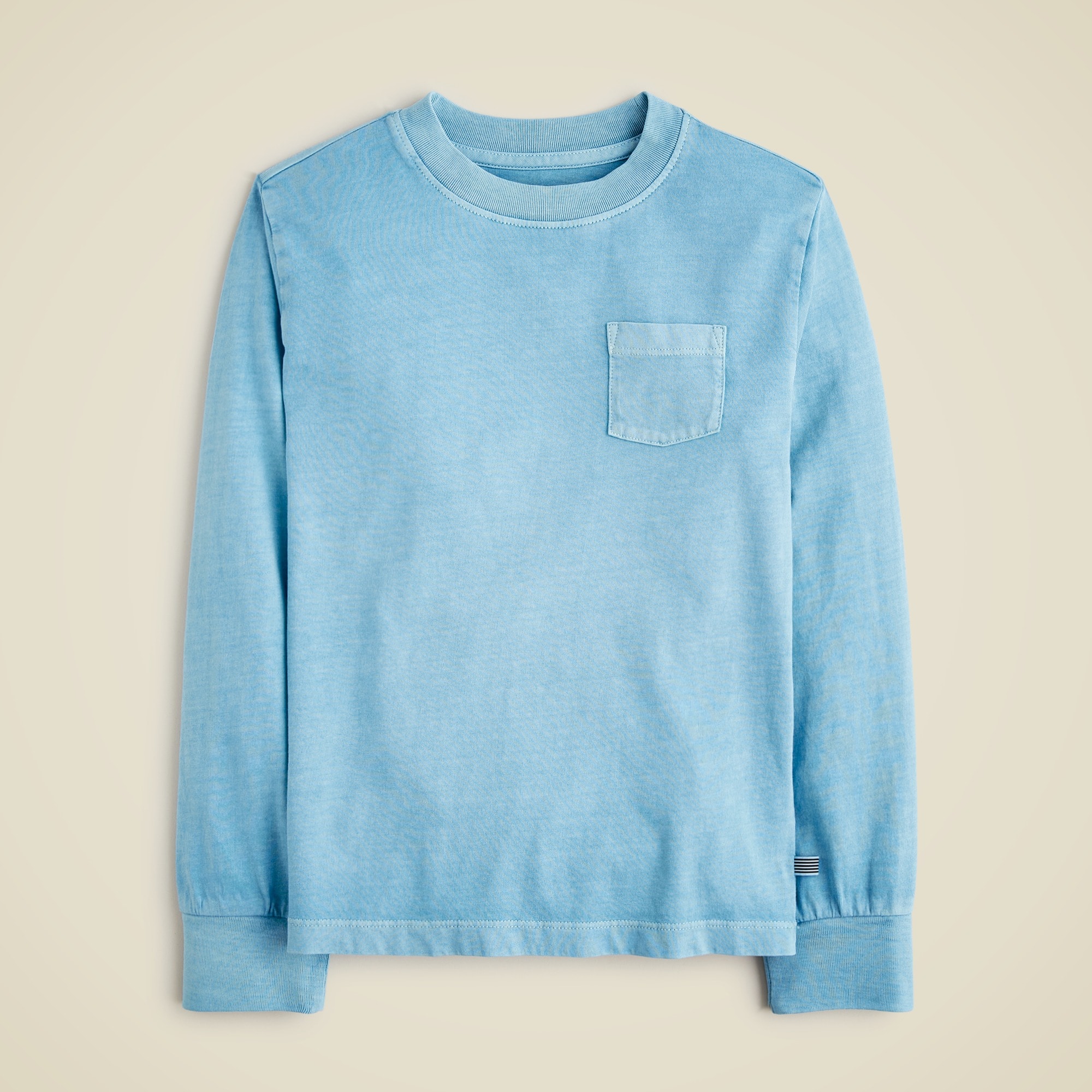 boys Kids' long-sleeve garment-dyed pocket T-shirt in broken-in-jersey