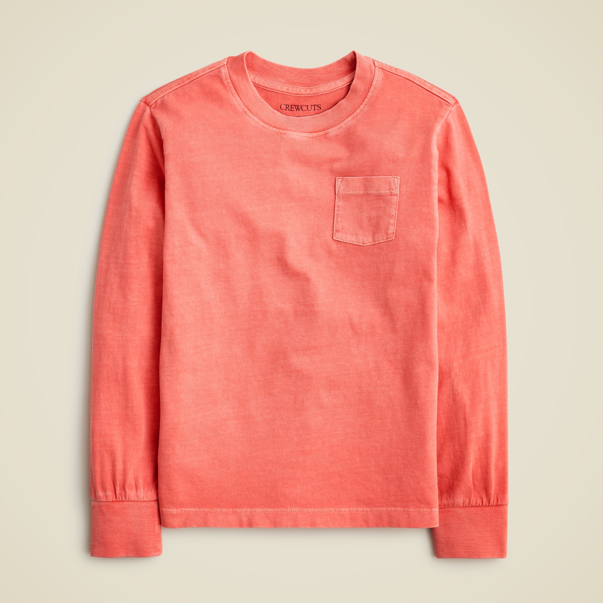 boys Kids' long-sleeve garment-dyed pocket T-shirt in broken-in-jersey