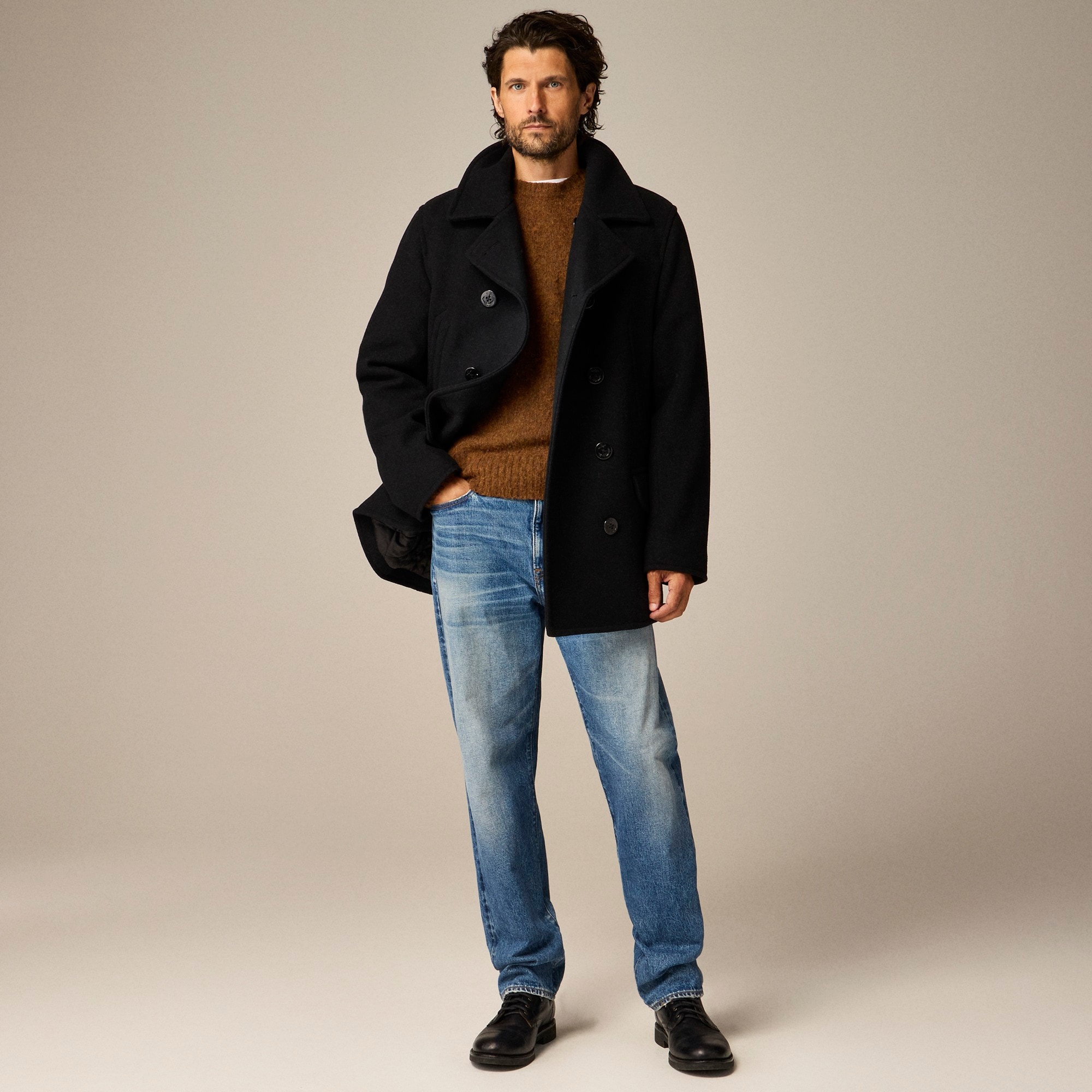 mens Dock peacoat in wool blend with PrimaLoft&reg;