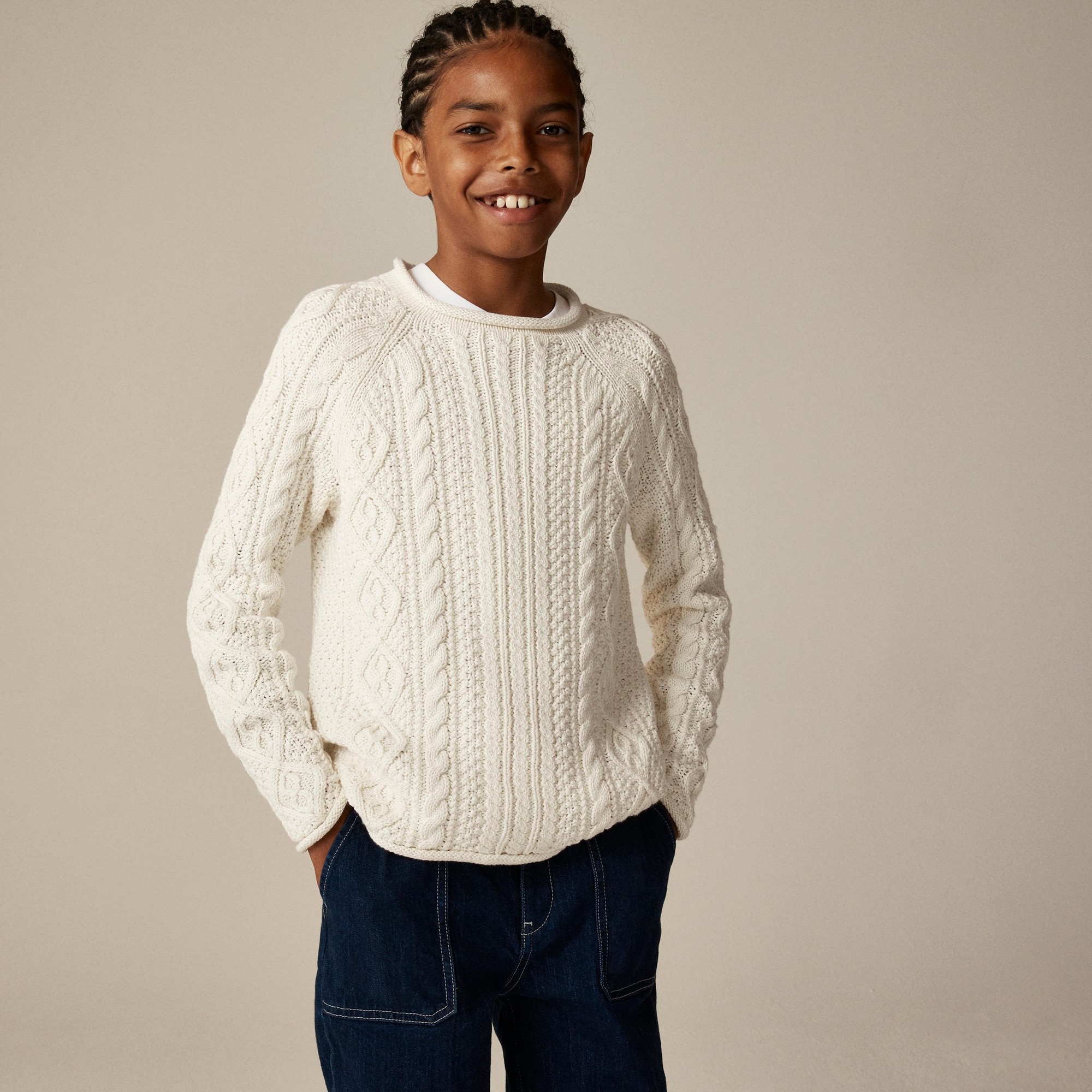 boys Kids' 1988 heritage cotton Rollneck&trade; sweater in cable knit