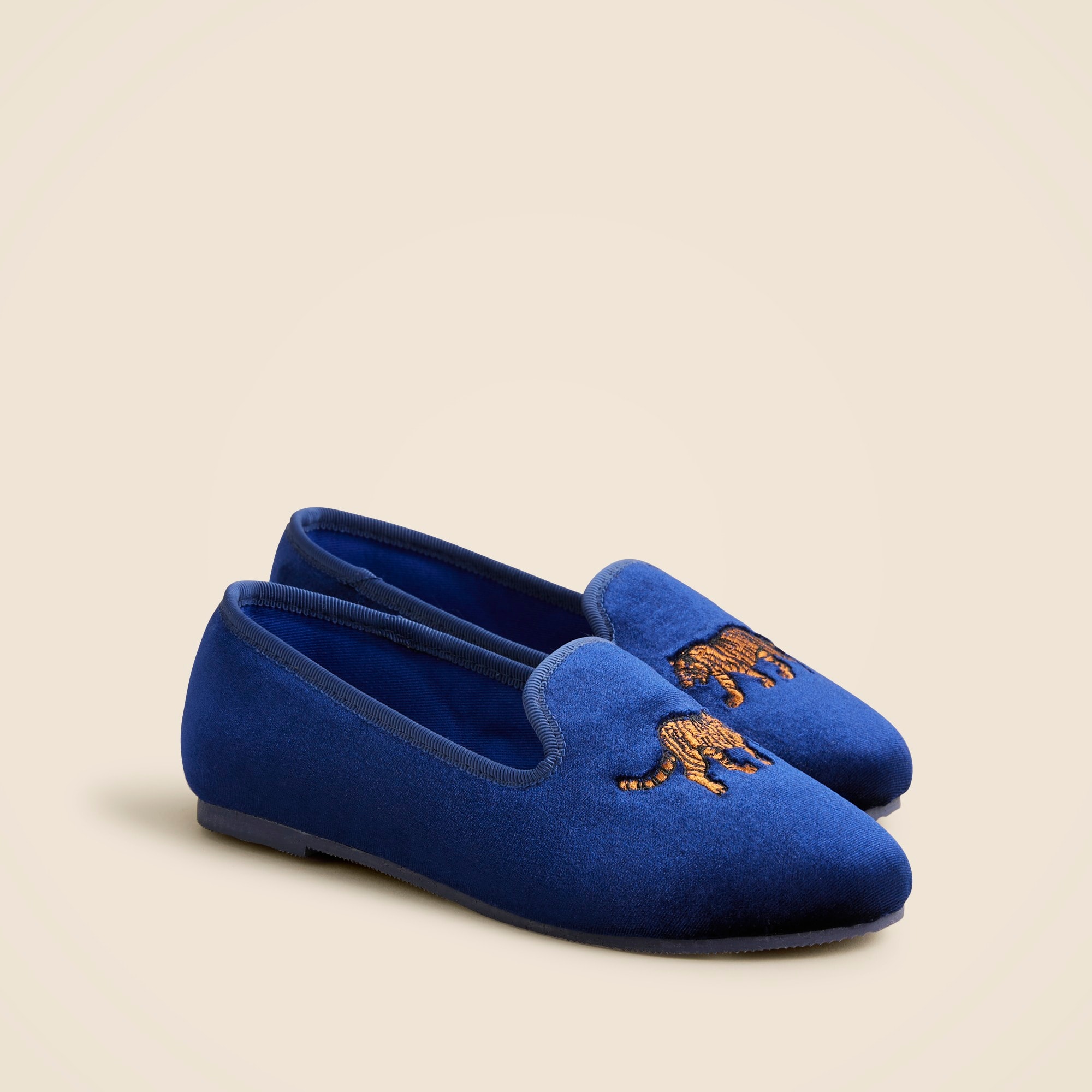 boys Kids' embroidered tiger velvet slip-on shoes