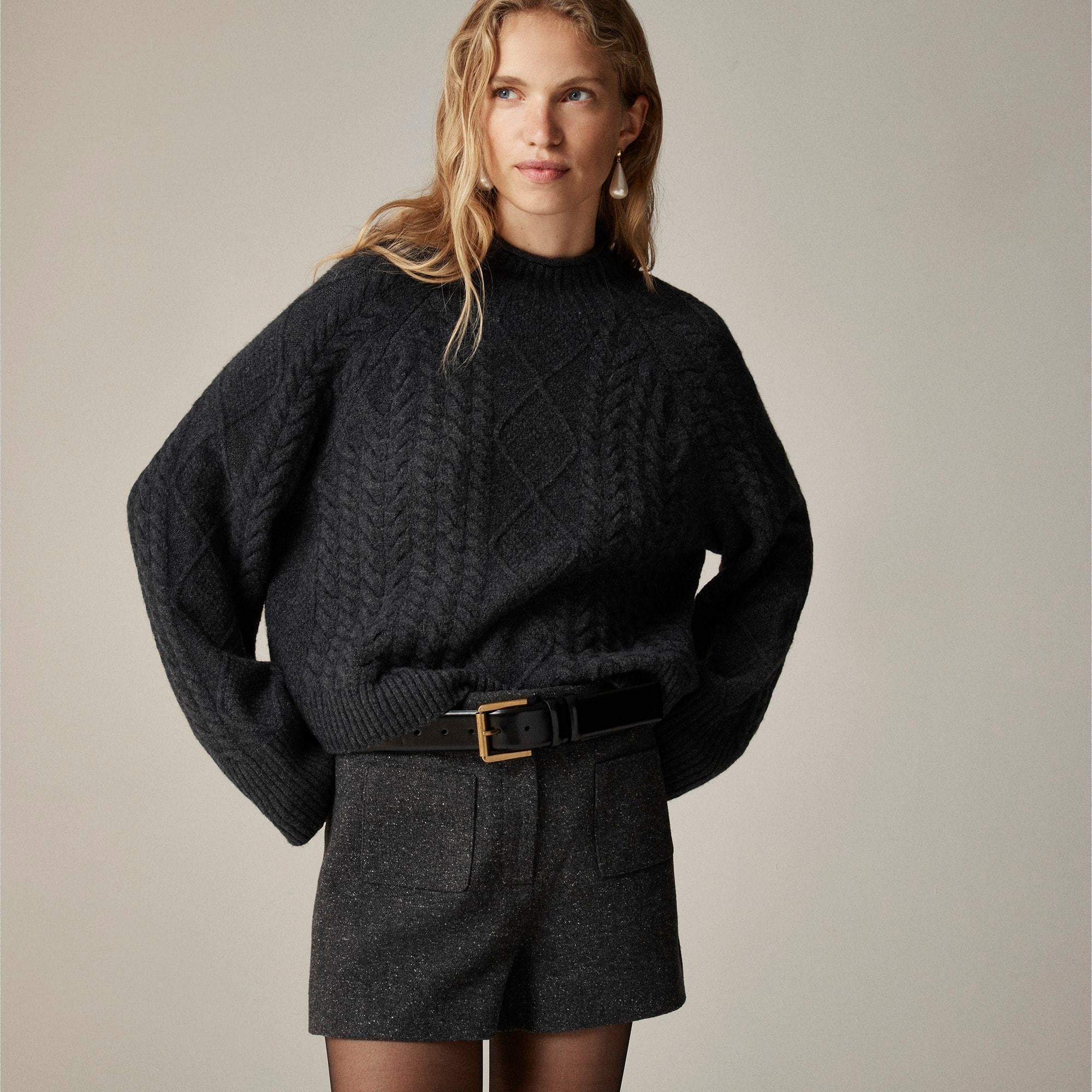 womens Cable-knit Rollneck&trade; sweater in Supersoft yarn