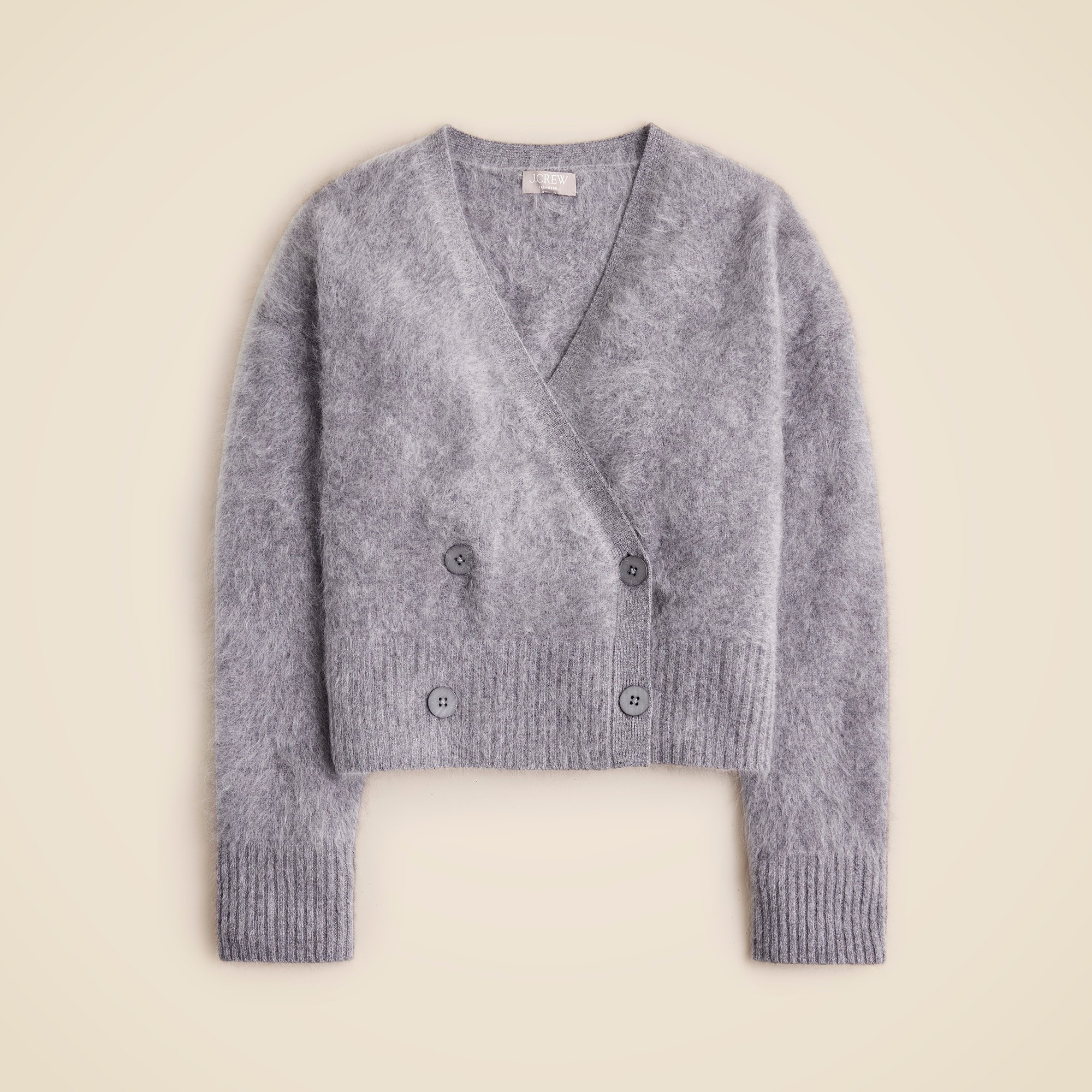 womens Brushed cashmere double-breasted cardigan sweater